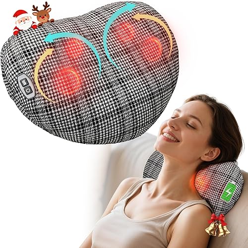 Masajeador de espalda para aliviar el dolor, masajeador inalámbrico de cuello y espalda de 120 minutos, almohada de masaje de felpa agradable a la