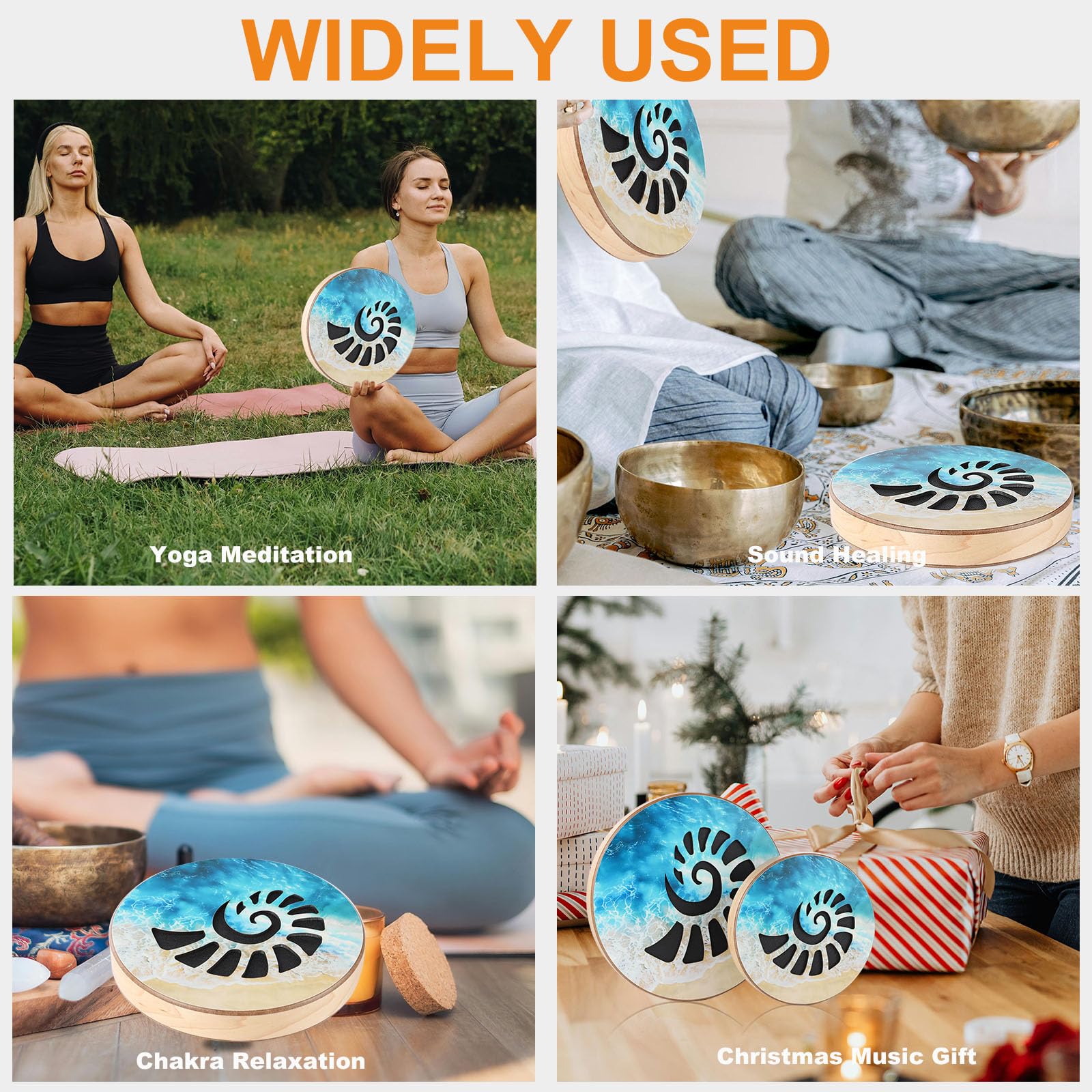 Tamburo da 18 cm, strumento di guarigione del suono per yoga, meditazione, consapevolezza e bagno sonoro | Simulato flusso d'acqua suono aiuto sonno e strumento di sollievo dallo stress