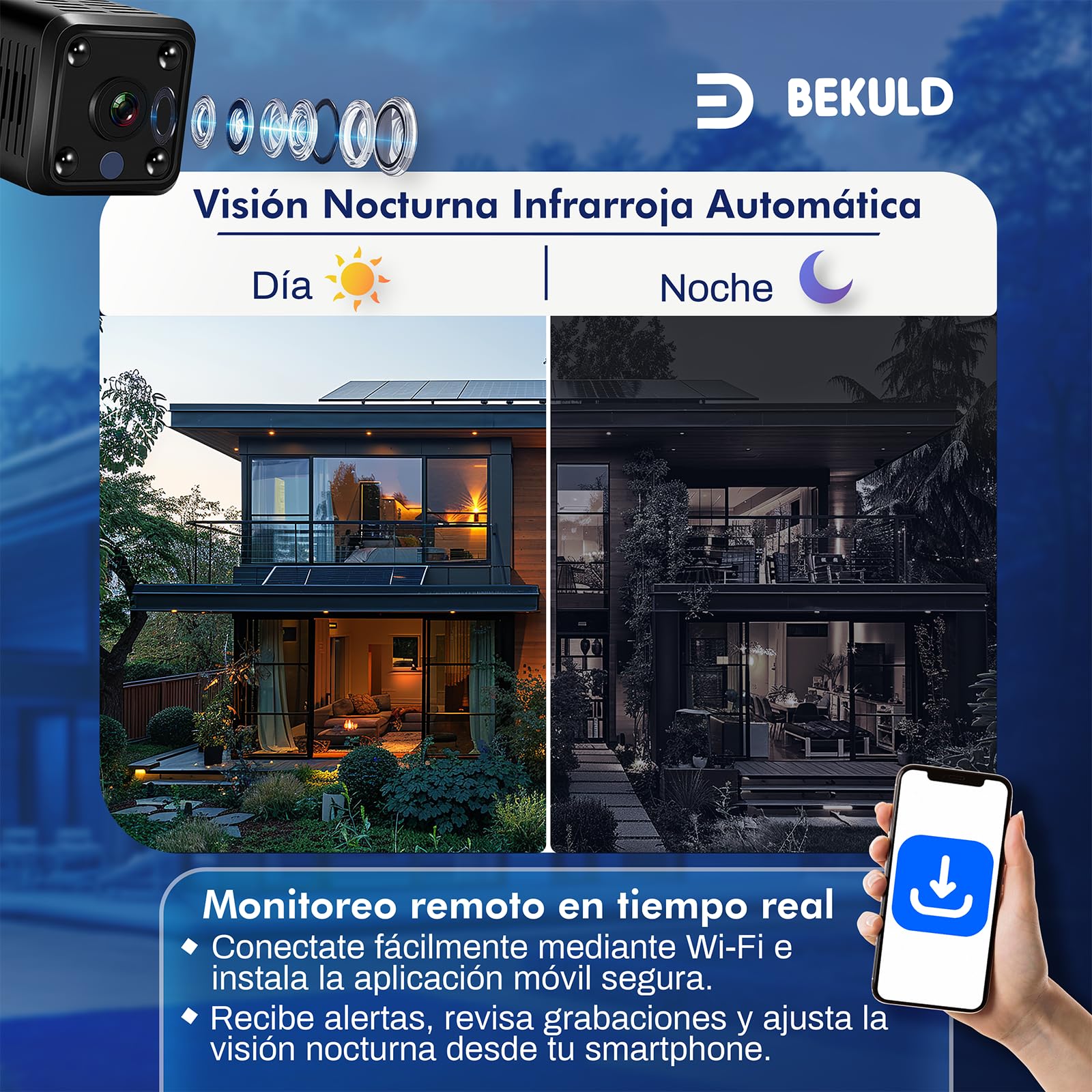 Bekuld Super Pack De Mini Camara Espia 2K + Soporte + Lector de Tarjetas | Camaras Espias Camufladas con Vision Nocturna y Detección de Movimiento 2.4GHz | Camara Oculta App (iOS/Android) — view 6