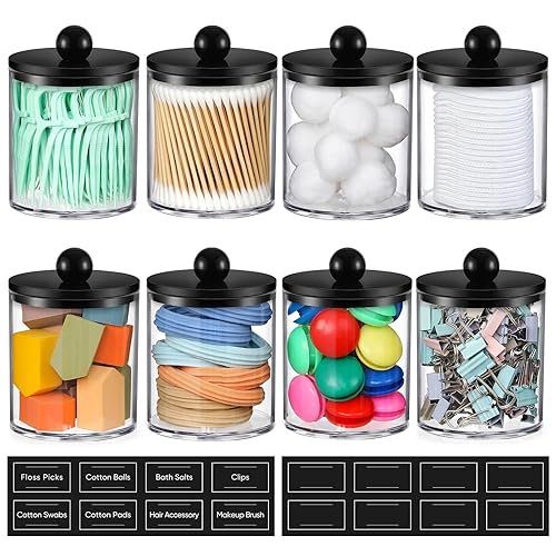 8 Pack Acrylic Qtip Holder Dispenser for Cotton Swabs, Balls,