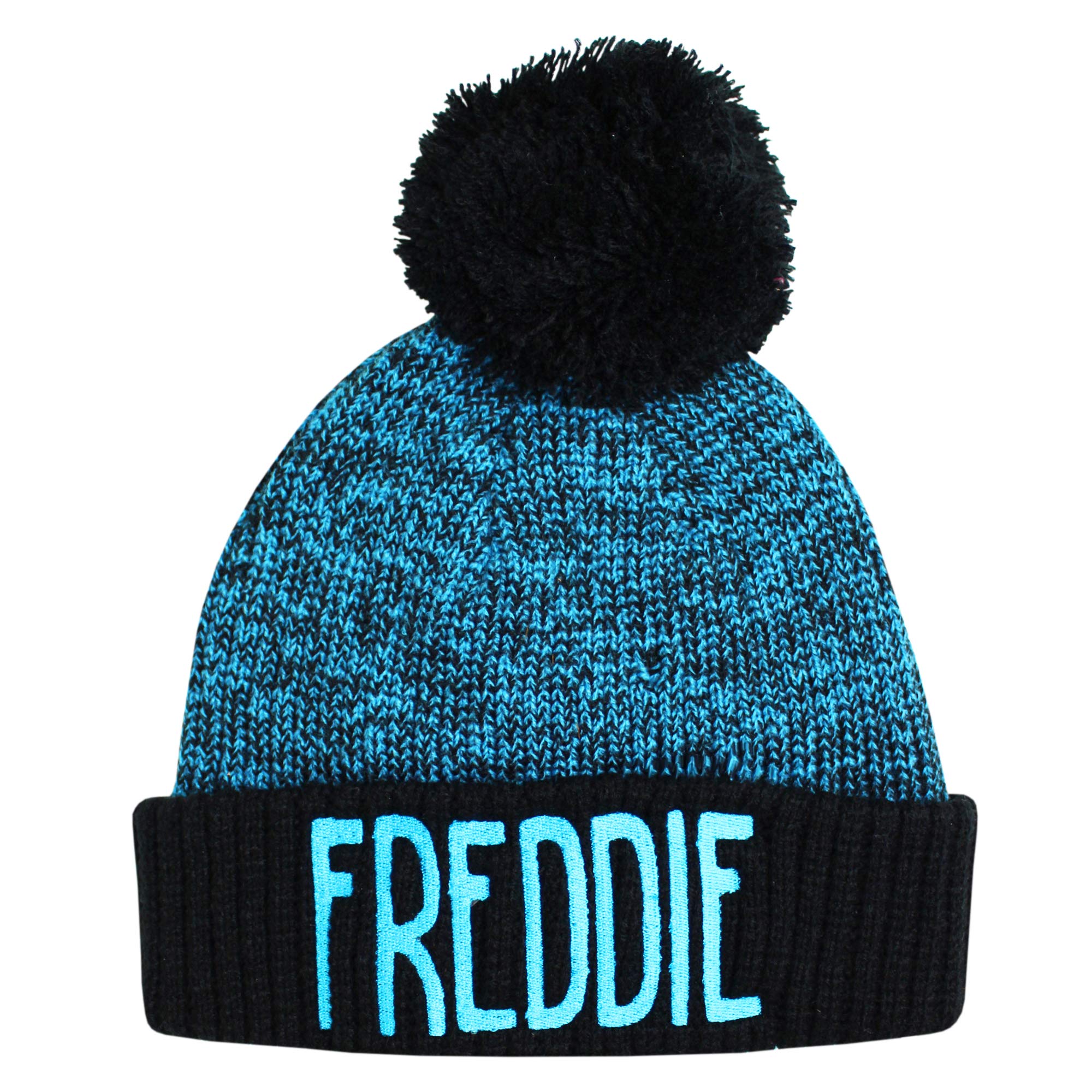 Teddyts Electric Blue Personalised Child's Chunky Knit Marl Bobble Hat (Electric Blue)