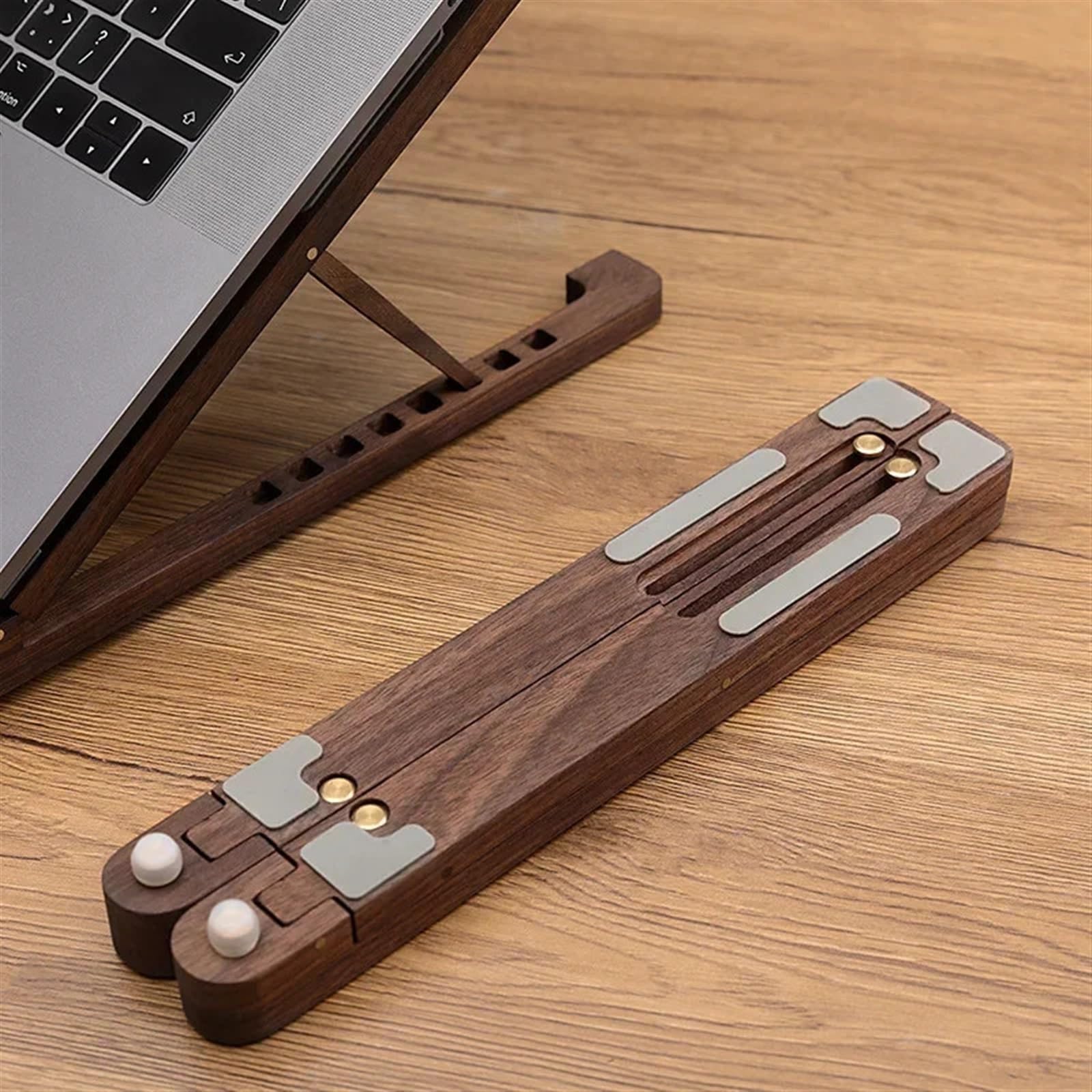 Supporto PC Portatile Supporto for laptop in legno pieghevole 8 livelli supporto for notebook portatile regolabile in altezza for computer 11-17'' per Scrivania(Zelkova)