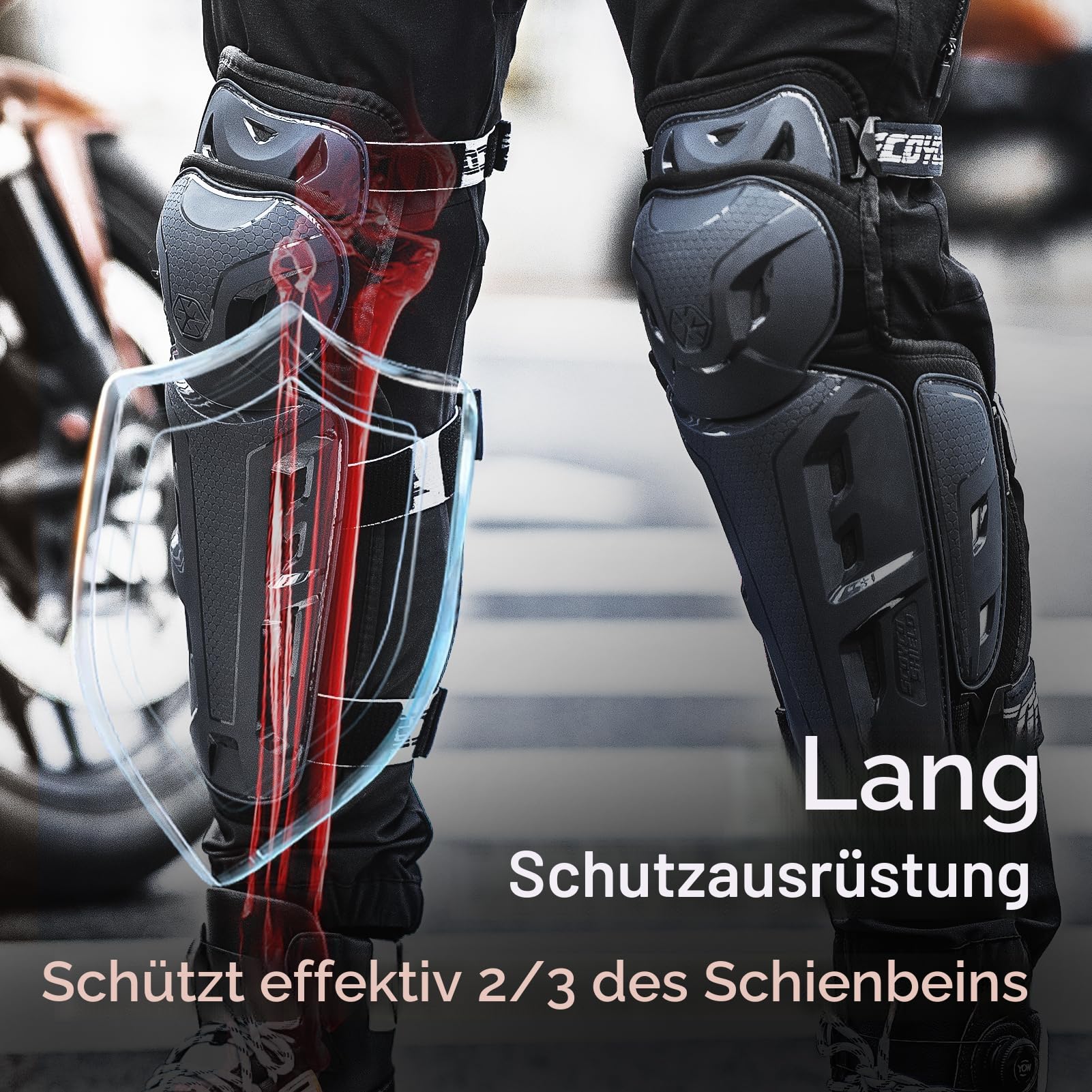Scoyco Knieprotektoren Motorrad, CE-Schutzstufe 1 Knieschoner für Motocross E-Bike Skateboard TPU Schale Protektoren