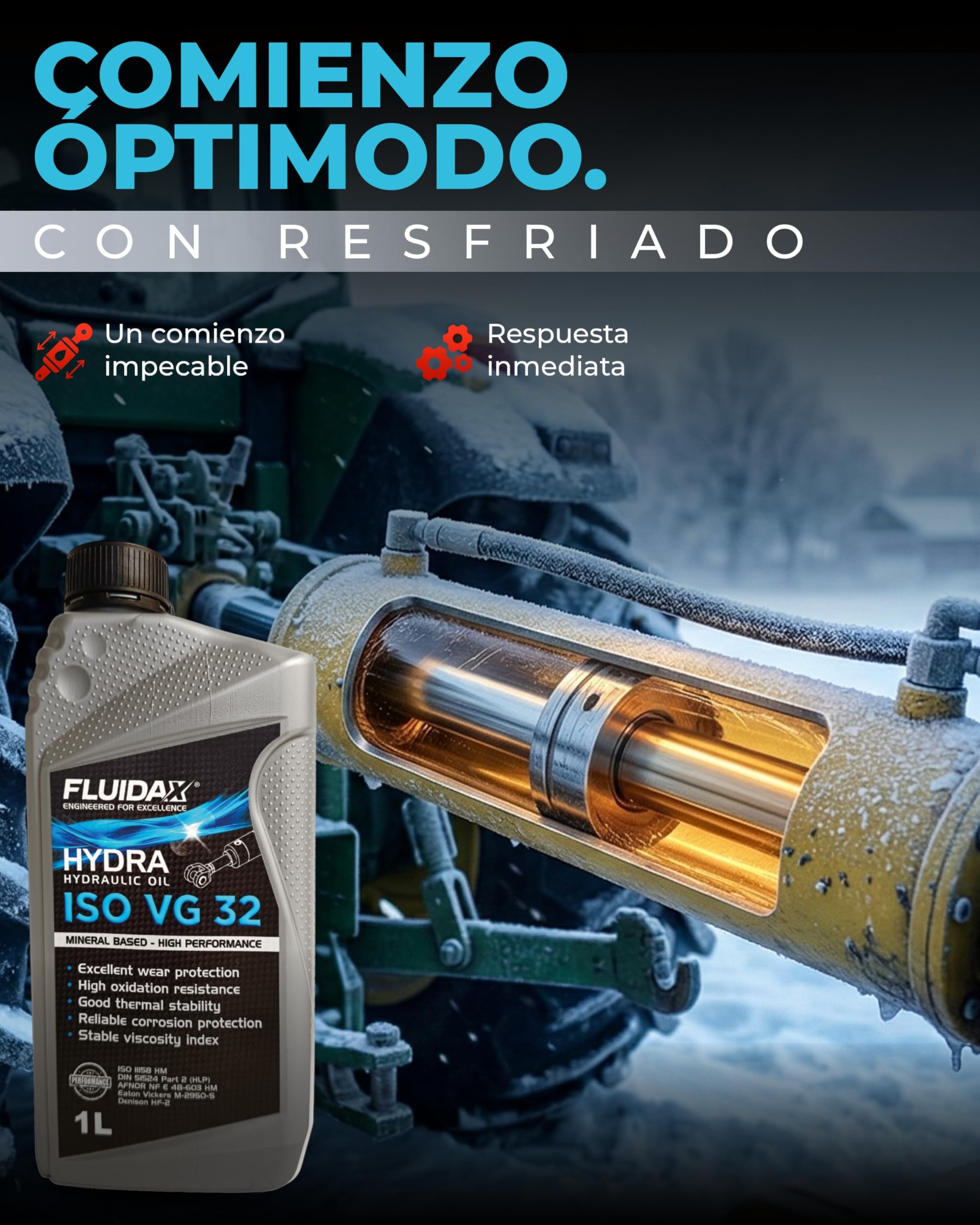 Aceite hidráulico ISO VG 32 HLP 1 litro lubricante mineral antidesgaste DIN 51524