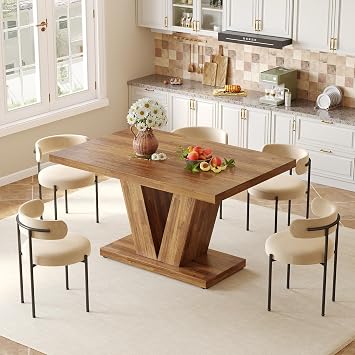 LITTLE TREE Rectangle Dining Table, 47" Kitchen Table for 4, Walnut Brown