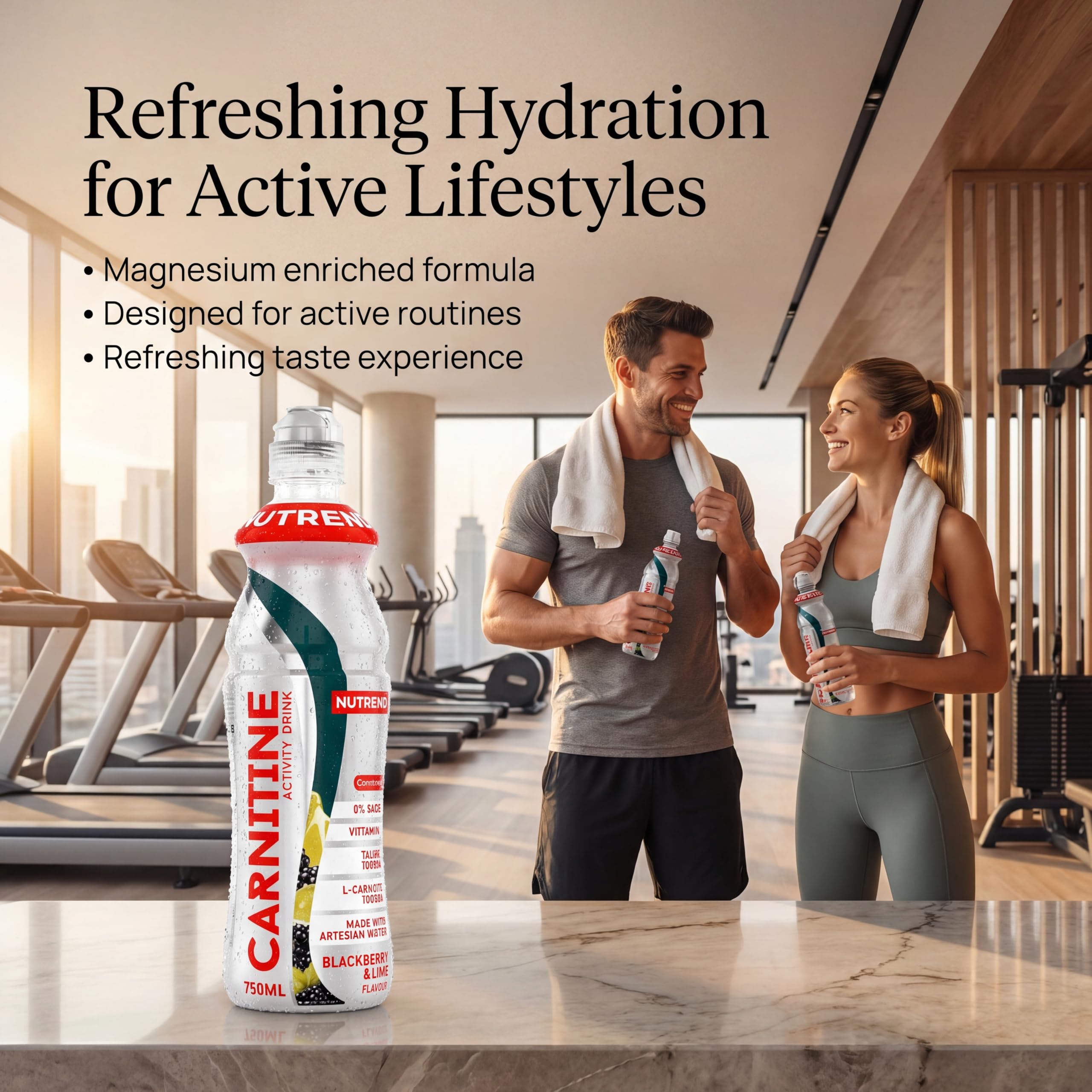 Bebida de Carnitina y Magnesio Nutrend Sabor Mora y Lima 750 ml Pack de 8 – bebida de energía e hidratación