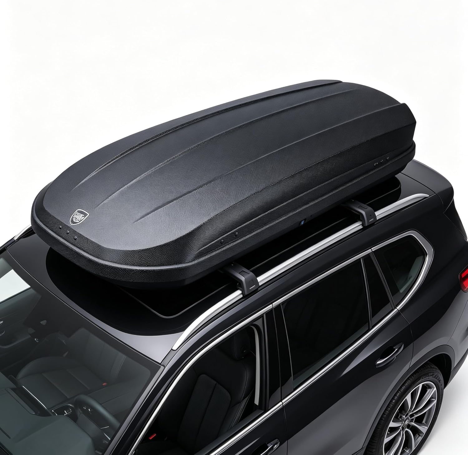 Rooftop Cargo Carrier Box – 340L/12 Cu ft Hard Shell, Dual-Side Roof Mount Travel Luggage Storage Capacity, 165lbs Weight Capacity, Secure Lock, Weather-Resistant, Roof Rack Waterproof Luggage Storage