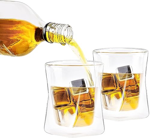 Ozeri Moderna Artisan Series - Vasos de whisky de doble pared de 10 onzas, juego de 2