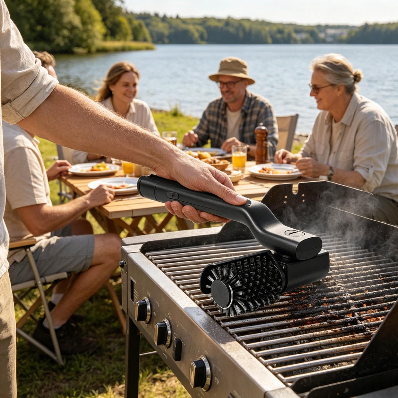 Szczotki do Wytrzymały Automatyczny Obrotowy Odtłuszczacz Szorowarka | Szczotki barbecue czyszczące Do barbecue ogrodowego, frytkownicy, paleniska, piekarnika i płyty