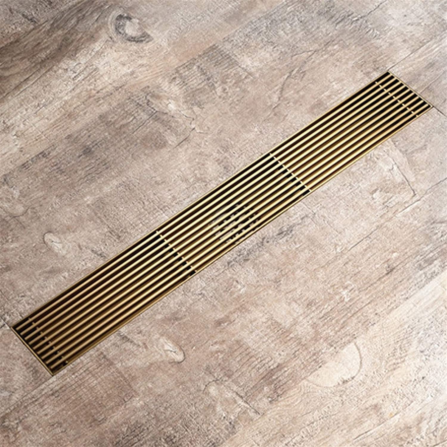 Lineare Duschablaufrinne mit Haarsieb, rechteckiger Duschablauf aus Edelstahl 304 mit Abnehmbarer Abdeckung, Bodenablauf für Küche, Bad, Garage und Keller, 60 c