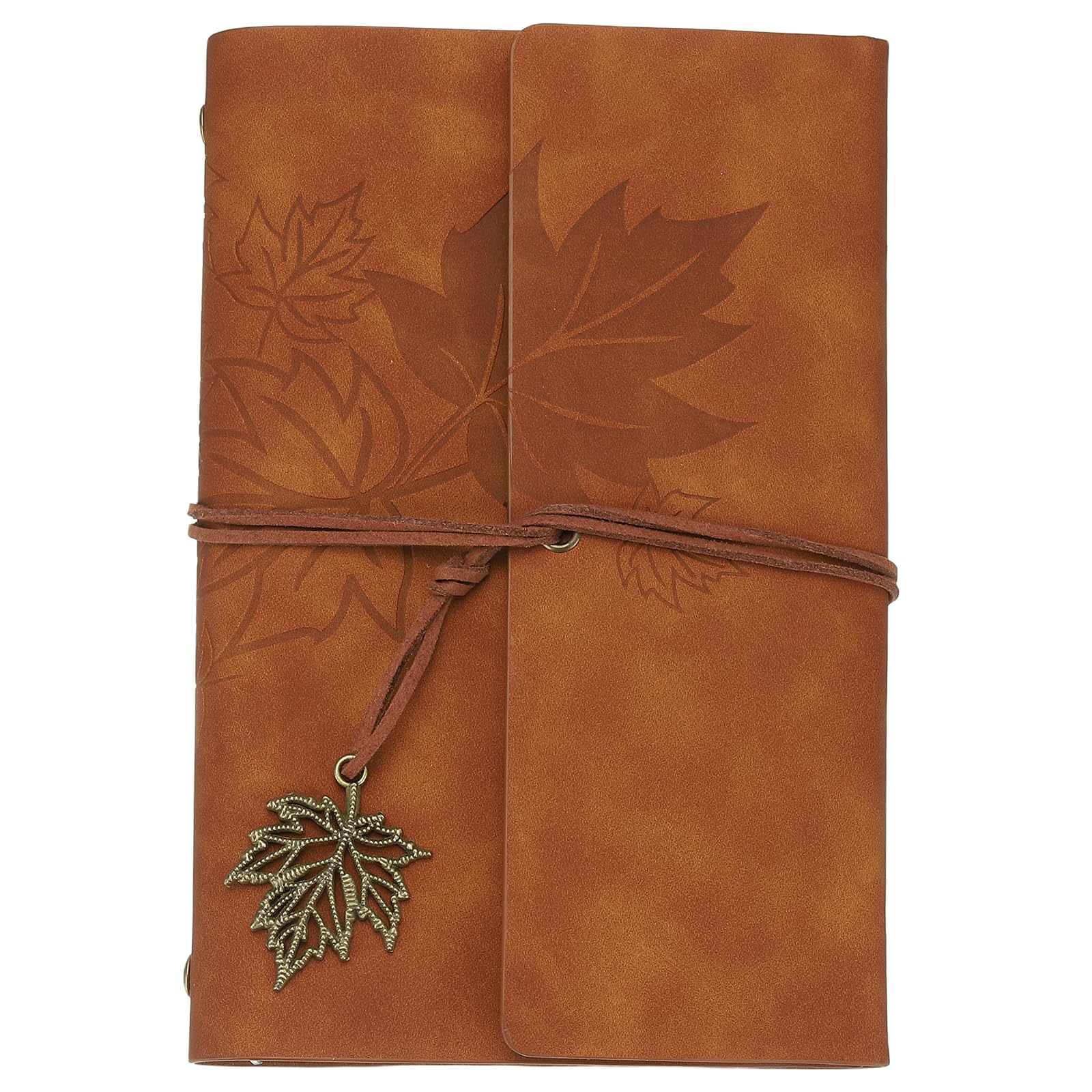 PATIKIL A6Leather Cover Loose Leaf Journal Notebook, 7.28x5 Inch Travel Refillable Leather Diary Scrapbook Gift with 100GSM Blank Kraft Paper for Office Daily Writing Business, Brown