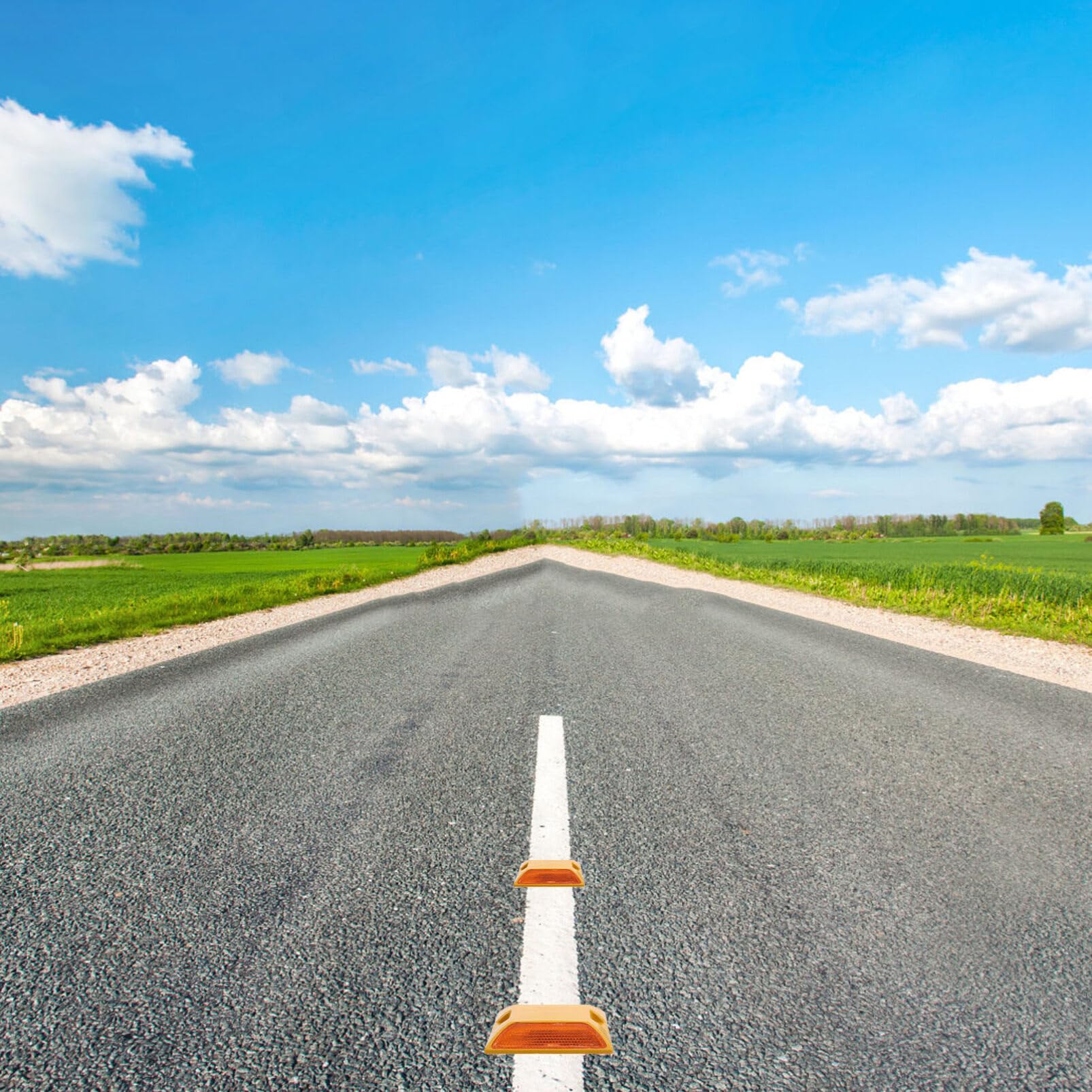 OUNONA Driveway Reflectors Road Reflector Markers, 2pcs Street Pavement Asphalt Markers Square Delineator Highway Garage Reflectors for Speed Bumps, Sidewalks, Pedestrian Yellow