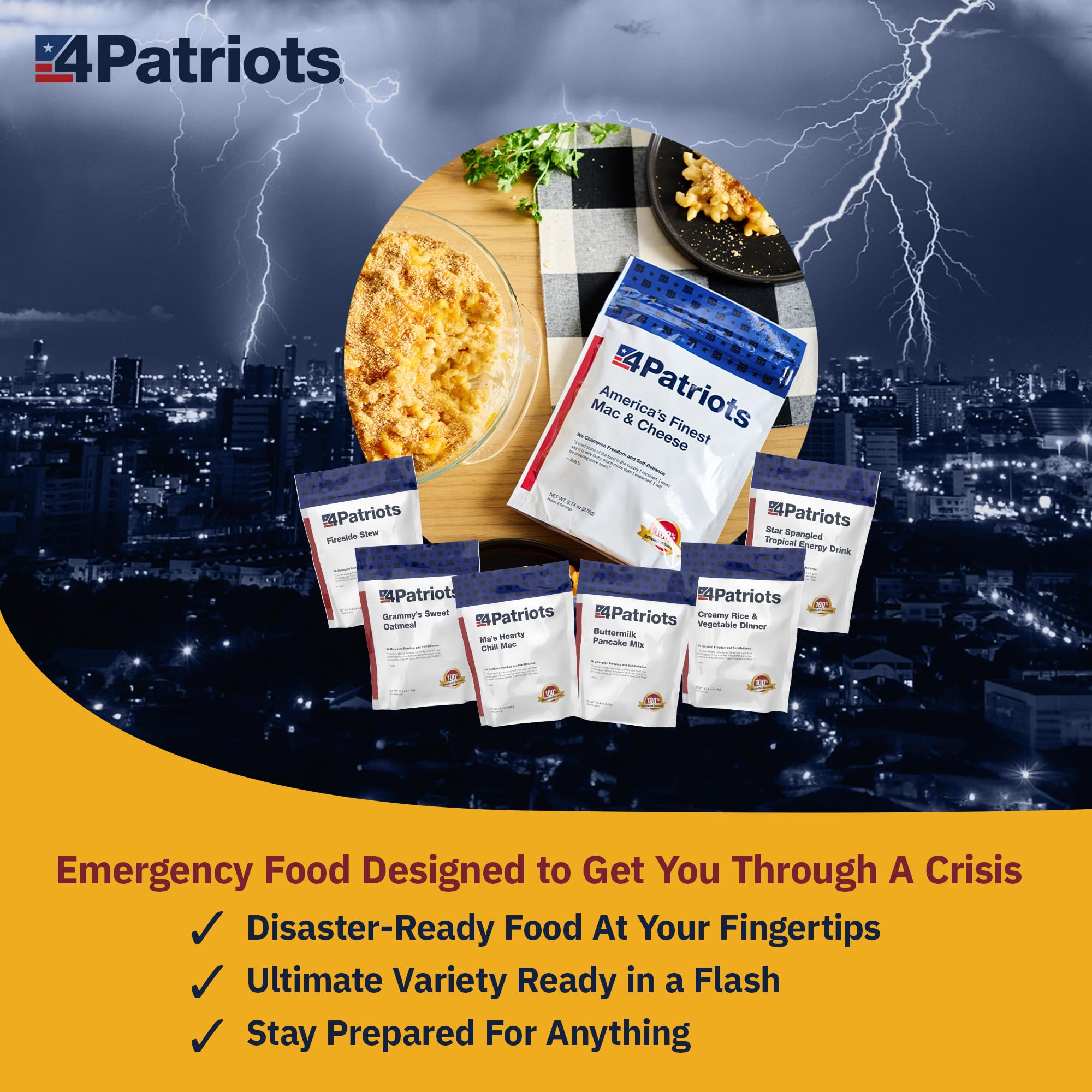 4Patriots Kit di emergenza alimentare: fornitura di cibo di emergenza progettato per durare 25 anni, 88 porzioni