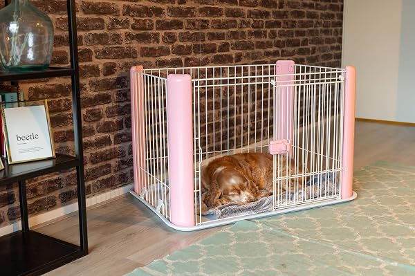 Iris Ohyama Parque para Perros con Puerta y Cerradura, H60cm, Rosa, Jaula Gatos, Vallas, Corralito, para para Interiores, Exteriores, Conejo, Cercado, Corral Perro, Mascotas, rejas, CLS-1130 - 3