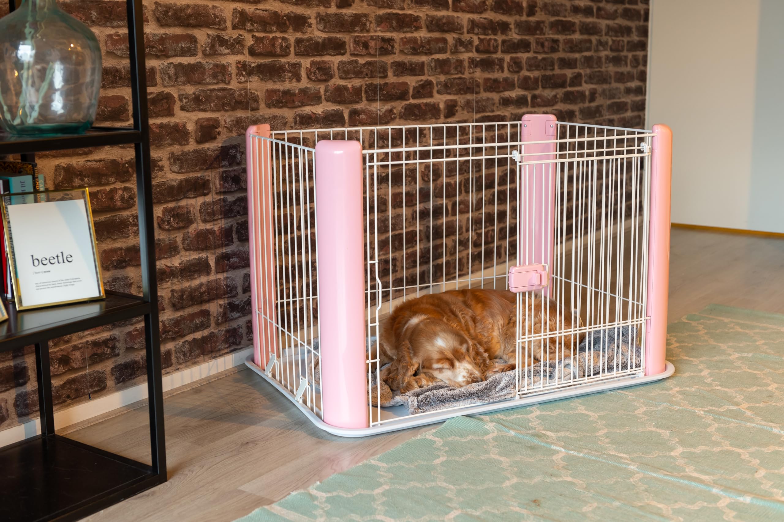 Iris Ohyama Parque para Perros con Puerta y Cerradura, H60cm, Rosa, Jaula Gatos, Vallas, Corralito, para para Interiores, Exteriores, Conejo, Cercado, Corral Perro, Mascotas, rejas, CLS-1130 — view 3
