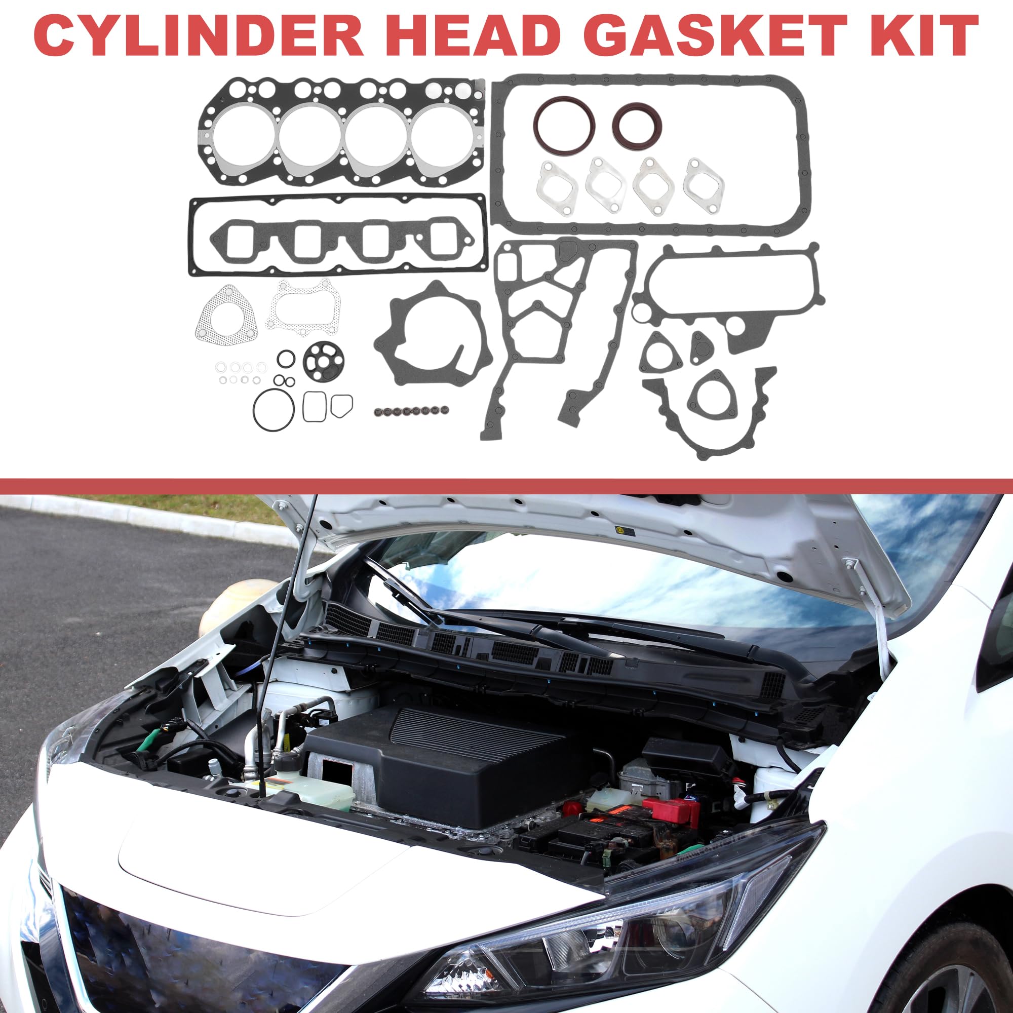 A ABSOPRO 1 Juego De Juntas De Culata Del Motor Para Nissan Qd32(D22) | OE:10101P2700, Material: Metal Y Goma, Función: Resistencia A Altas Temperaturas, Rendimiento Estable, Instalación Fácil