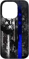 Vista 17 de Trump Police USA Flag Skull Thin Blue Line Support Case for iPhone 17