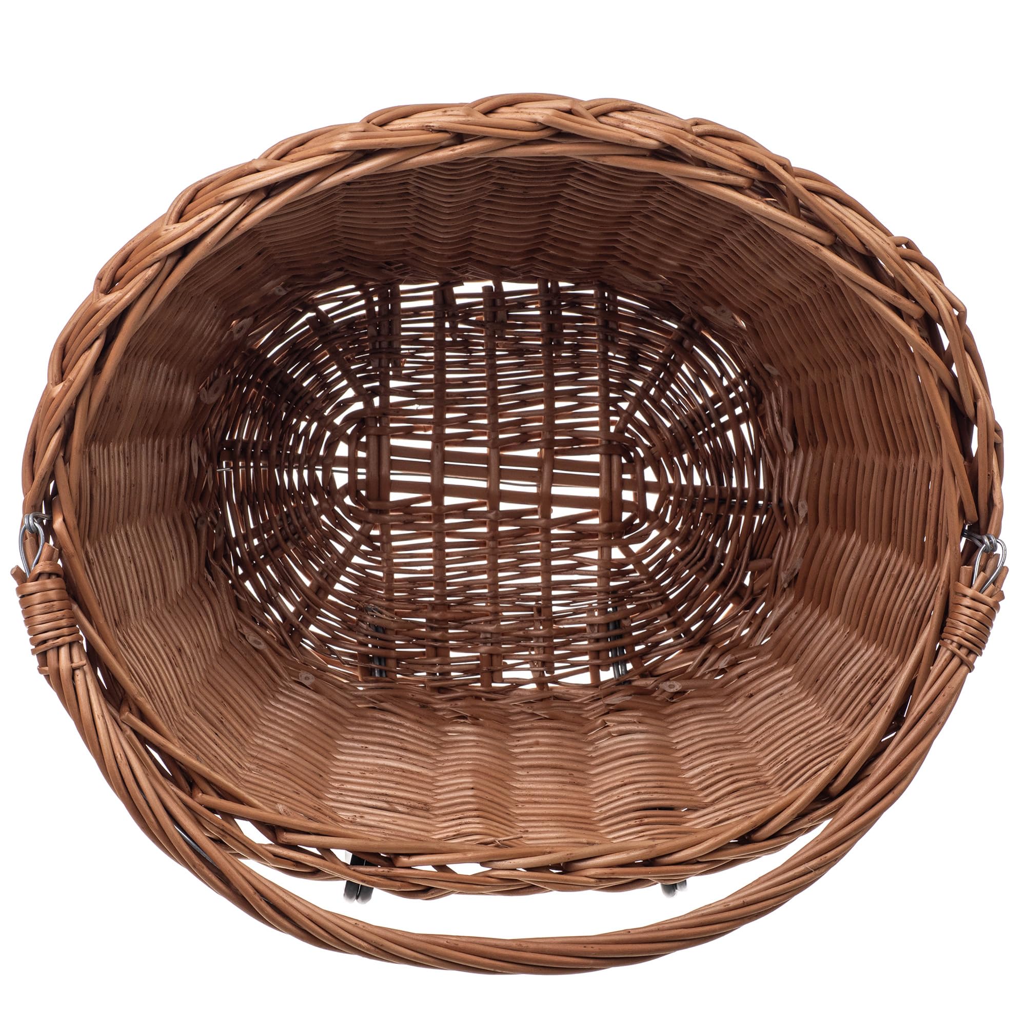 KADAX Panier de vélo avant en osier robuste, panier de guidon avec poignée de transport et crochet en acier, panier classique en osier pour guidon, grand panier pour vélo