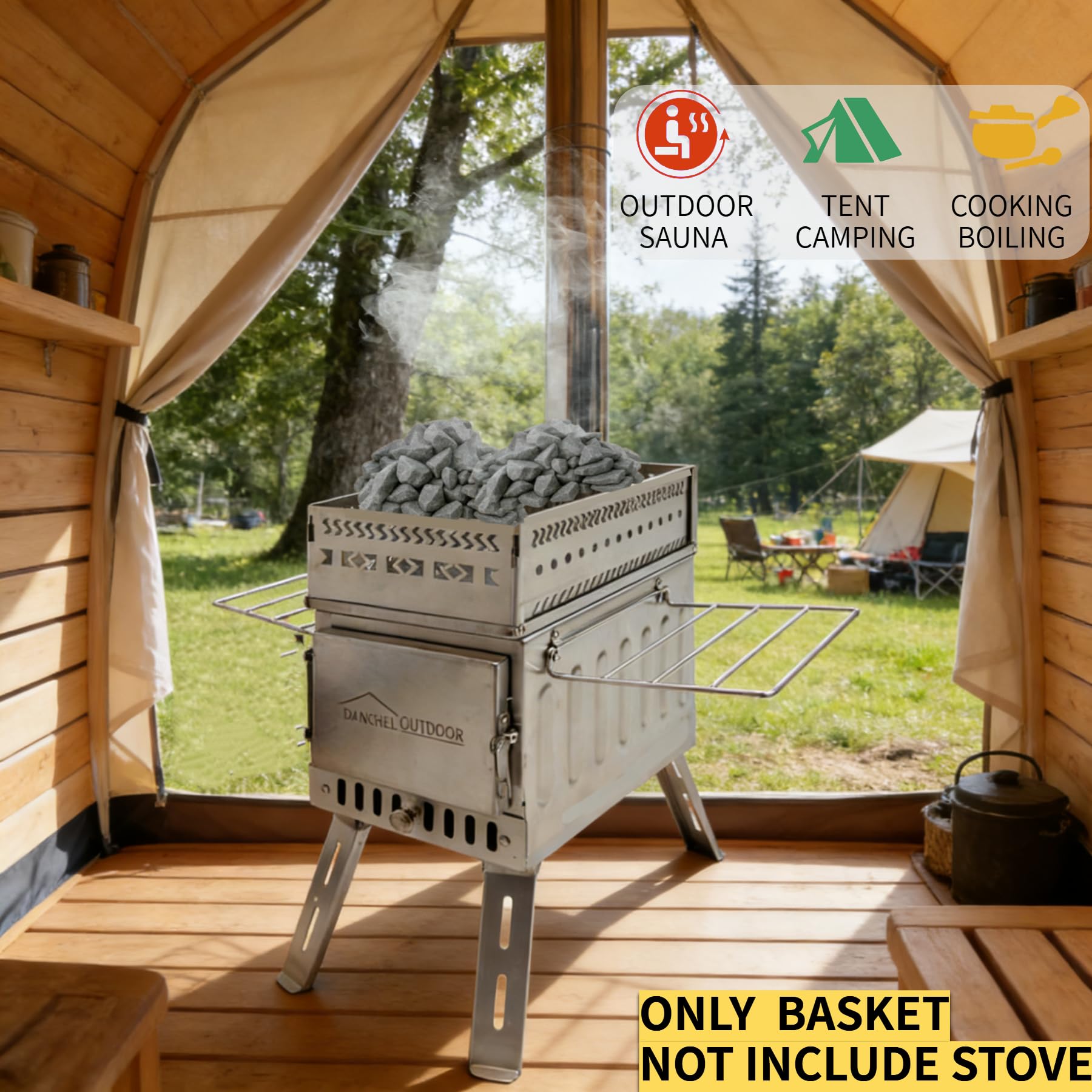 Amazon.com: DANCHEL OUTDOOR Portable Sauna Rock Basket, Folding