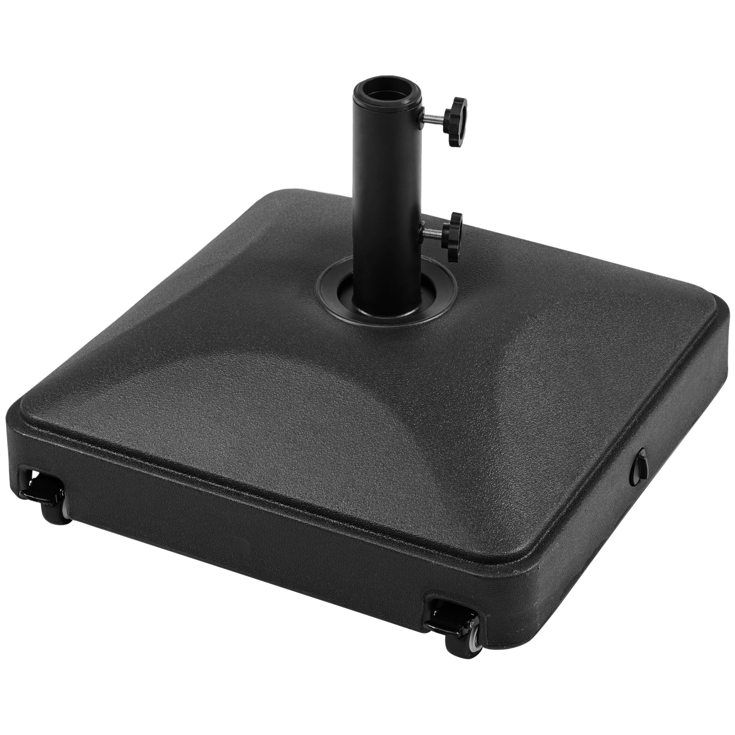 Yaheetech Base de Sombrilla Cuadrada Rellenable 37kg Agua /60kg Arena Negro | Ruedas Bloqueables, Mástiles con Tornillos de 38/48mm, HDPE Resistente a la Intemperie, Ideal para Jardín/Terraza/Patio