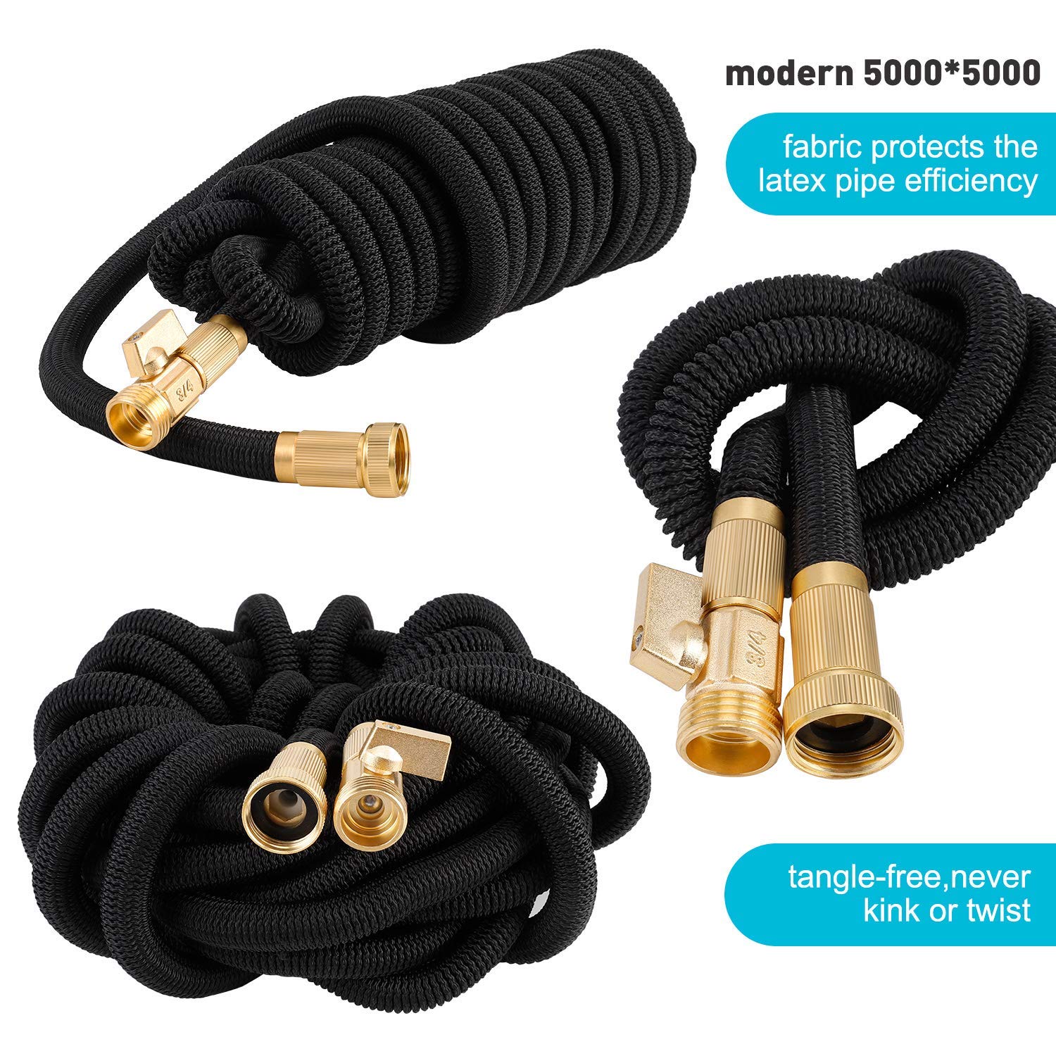 Tubo da Giardino espandibile, Tubo Flessibile Flessibile da 25/50/75/100piedi, spruzzatore a 9 funzioni con Doppio Nucleo in Lattice, per irrigazione e Lavaggio,100ft(30m)