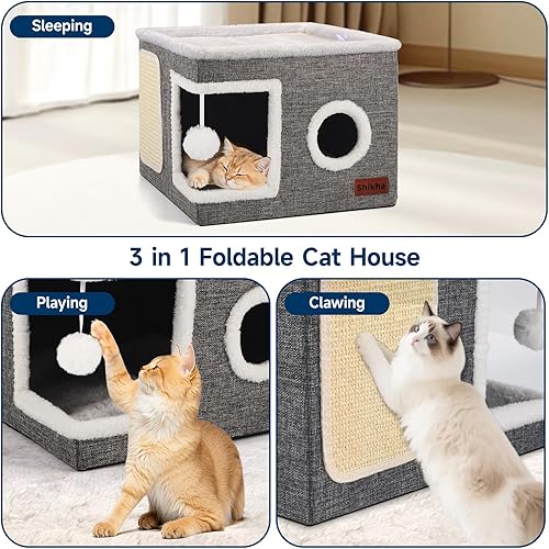 Shikha Cat Beds for Indoor Cats — side view showing full product dimensions