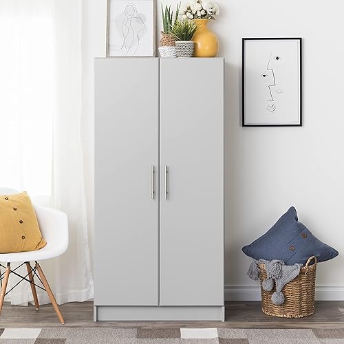 Miniatura 2 de Prepac Elite 32" Storage Cabinet, Light Gray Storage Cabinet with Hanging Rail and Shelves for Living room, Kitchen and Laundry room 24.5" D x 32" W