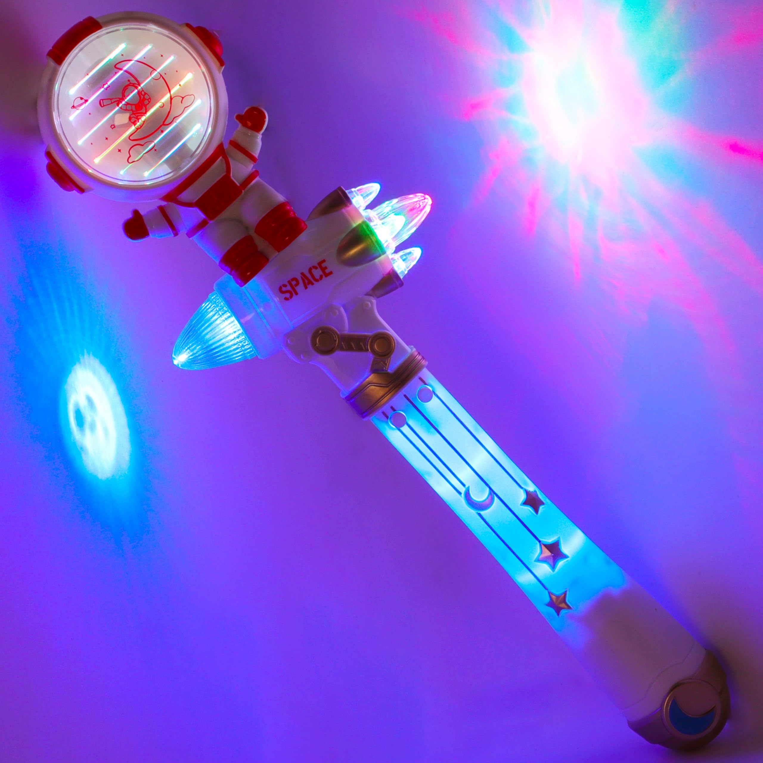 Toyland® 31cm (12") 3D Light Up Astronaut Space Wand With Sound Effects & Multi Coloured LEDs - Party Accessories