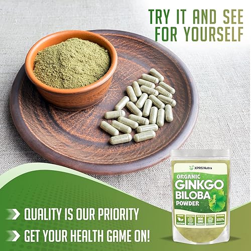 Miniatura 5 de XPRS Nutra Polvo orgánico de ginkgo biloba - Suplementos de gingko biloba para la cognición - Ginkoba Biloba orgánico vegano - Polvo de ginkgo