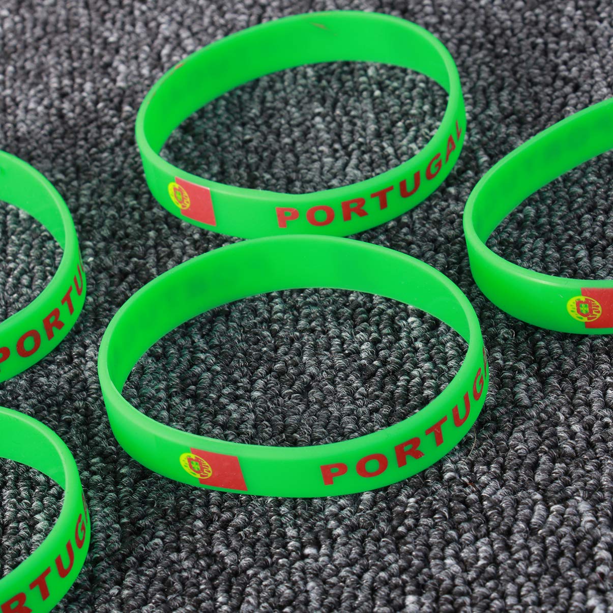 VOSAREA 5pièces Bracelet Imprimé Drapeau Portugal Silicone Décoratif pour Matchs de Football et Sports