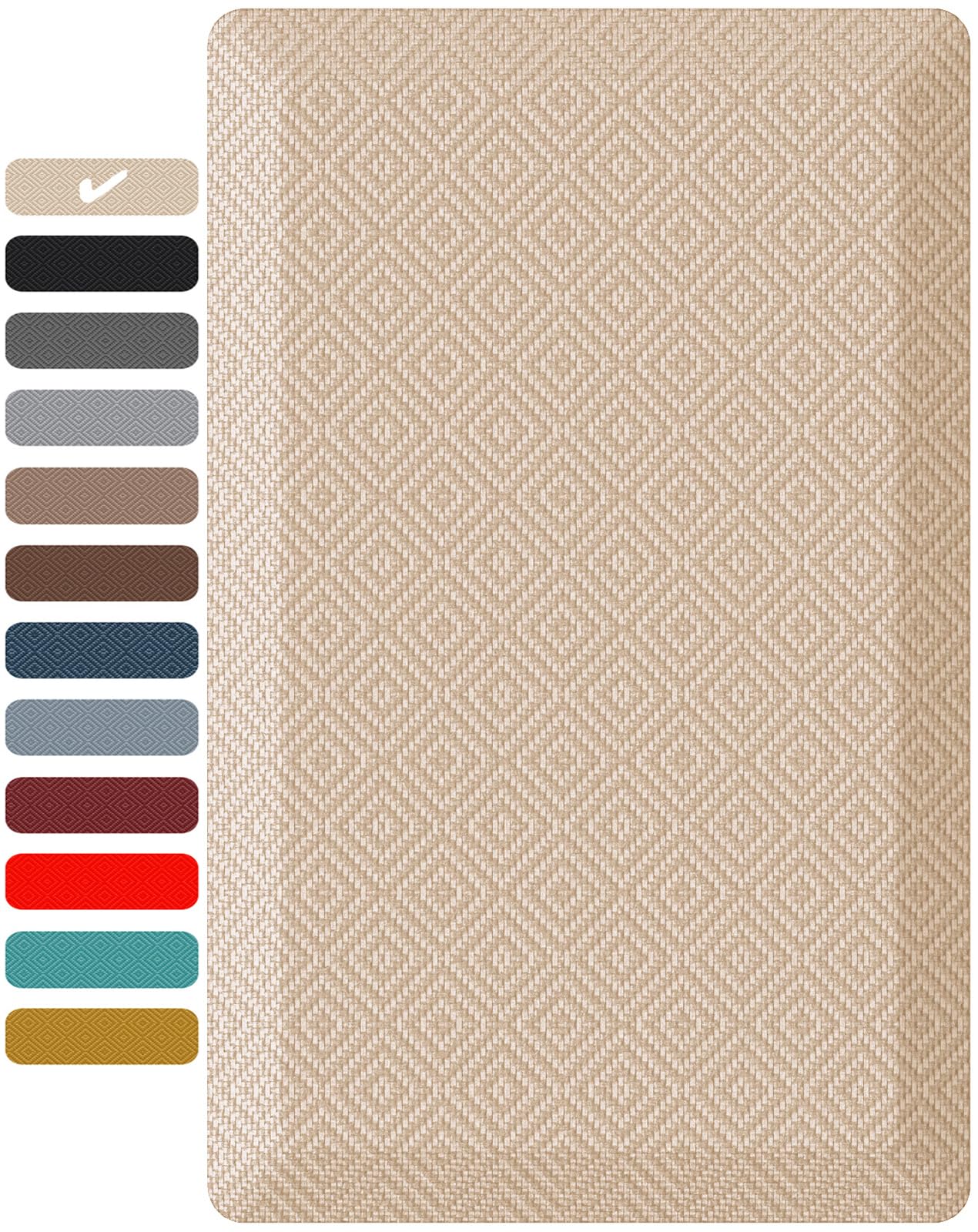 Ophanie Kitchen Mats for Floor, 3/4 inch Thick, 20x32 Anti Fatigue Christmas Cushioned Mat, Kitchen Rug, Waterproof, Comfort Ergonomic Standing Mat for Office, Home, Sink, Beige Non-Slip Ridged Bottom