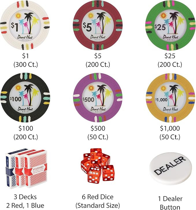 Set de fichas de poker Desert Heat 1000 piezas miniatura 5