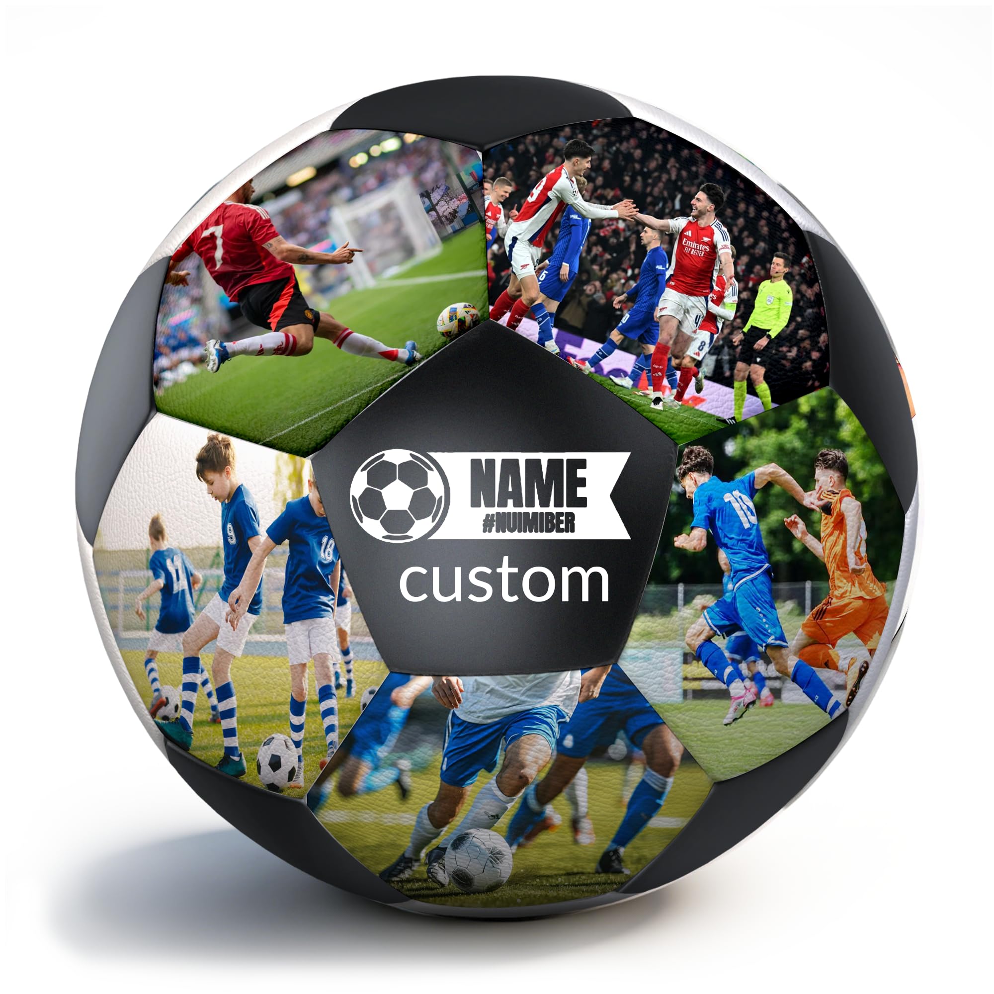 Gloryage Personalised Football with Name, Custom Name on Football & Photo Logo, Official Size 5 Match Training Ball, Unique Personalised Football Gifts for Boys Youth Kids Coach Dad Birthday