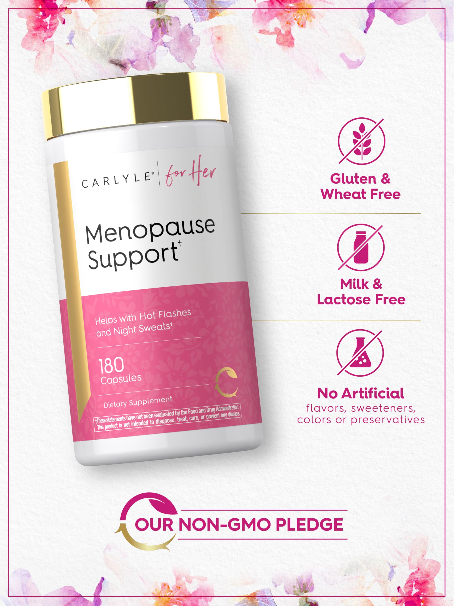 l carnitine and menopause Carlyle Supplement for Women | 180 Capsules | Helps with Hot Flashes Night Sweats Size:Results Pack A'SOLUTE OFFICIAL Veg Capsules