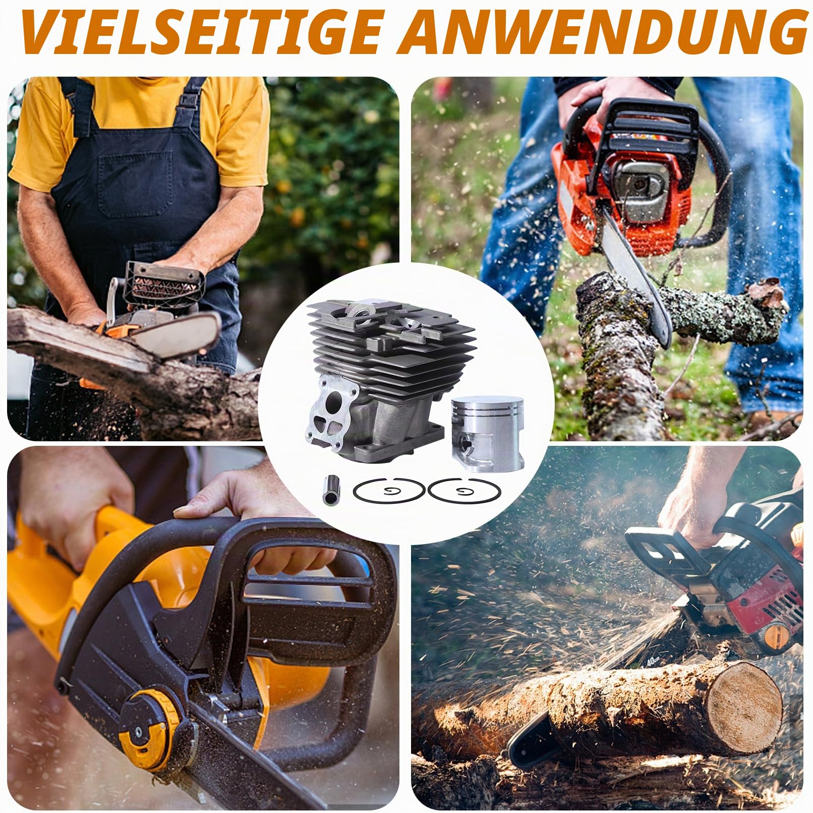 Kolben und Zylinder 50mm Kit für Stihl MS441 MS441C MS 441 MS360 MS260 MS361 für Husqvarna 365 Zündkerze + Kolbensatz + Öldichtung Serie Zubehör16 in 1 Kit 1138020 1201
