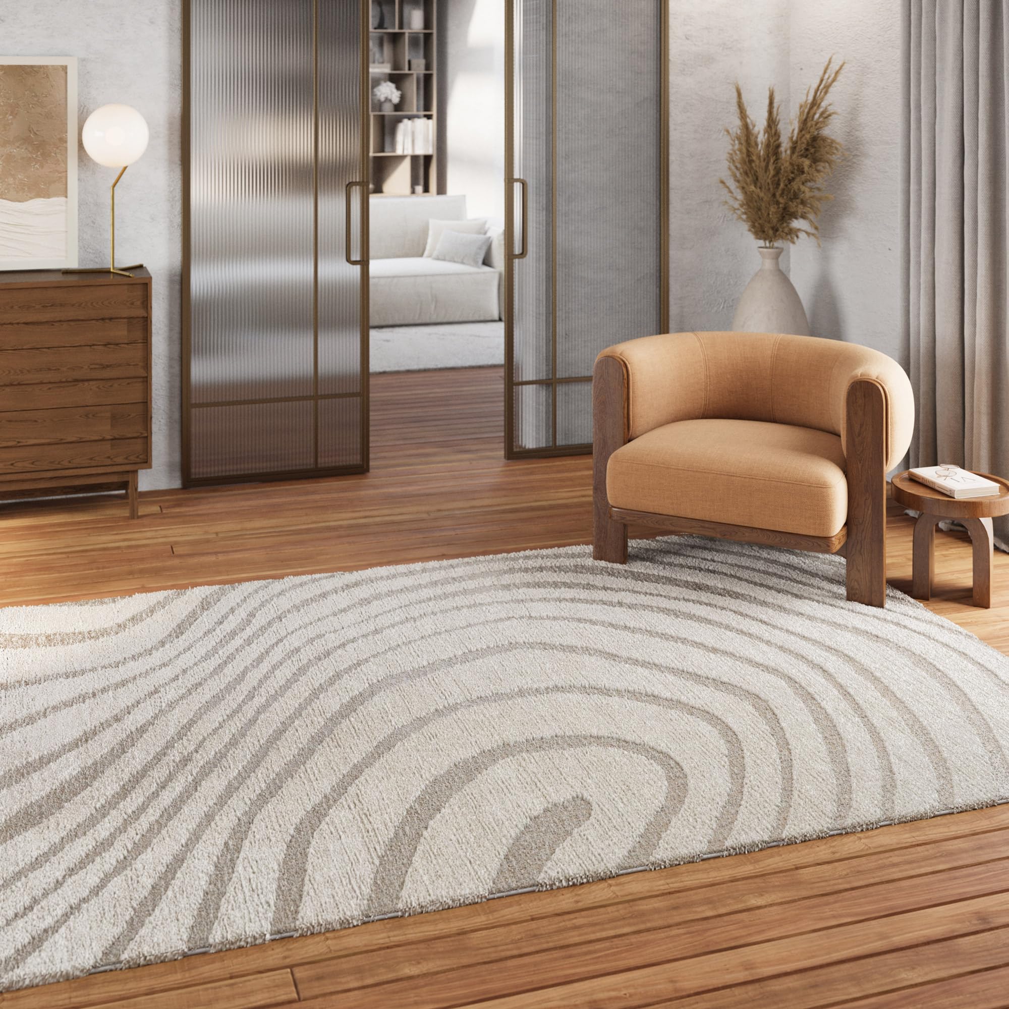 Tapis tissé design ondulé pour un salon ou une chambre moderne