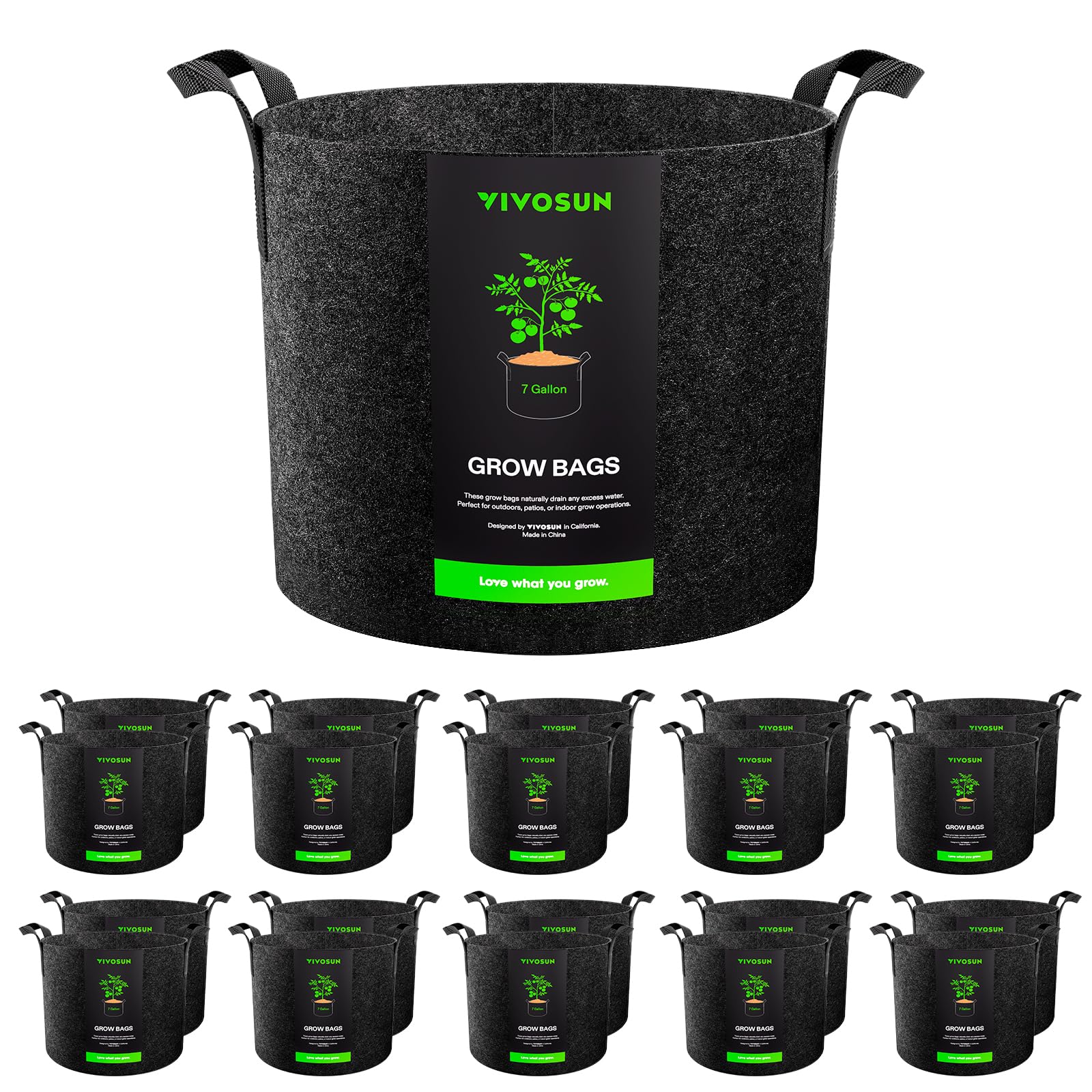 VIVOSUN 20-Pack 7 Gallon Plant Grow Bags Fabric Pots with Handles