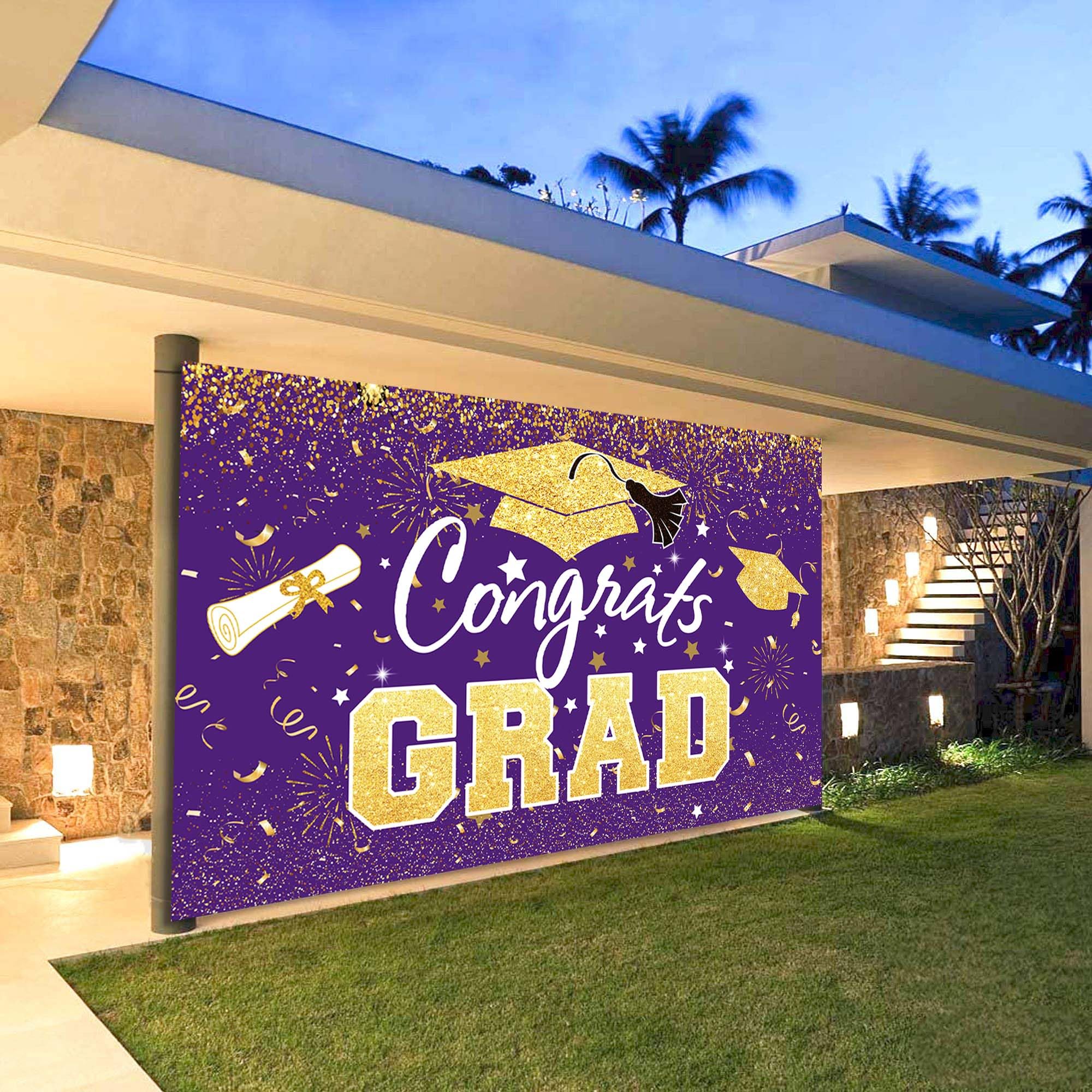 Snapklik.com : Graduation Party Decorations - Purple Gold Congrats Grad ...