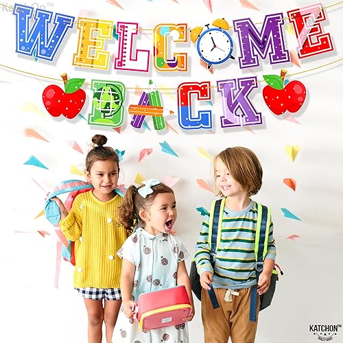 Miniatura 9 de KatchOn, Cartel grande y colorido de bienvenida de 10 pies, sin bricolaje, suministros de regreso a clases, telón de fondo de regreso a clases para