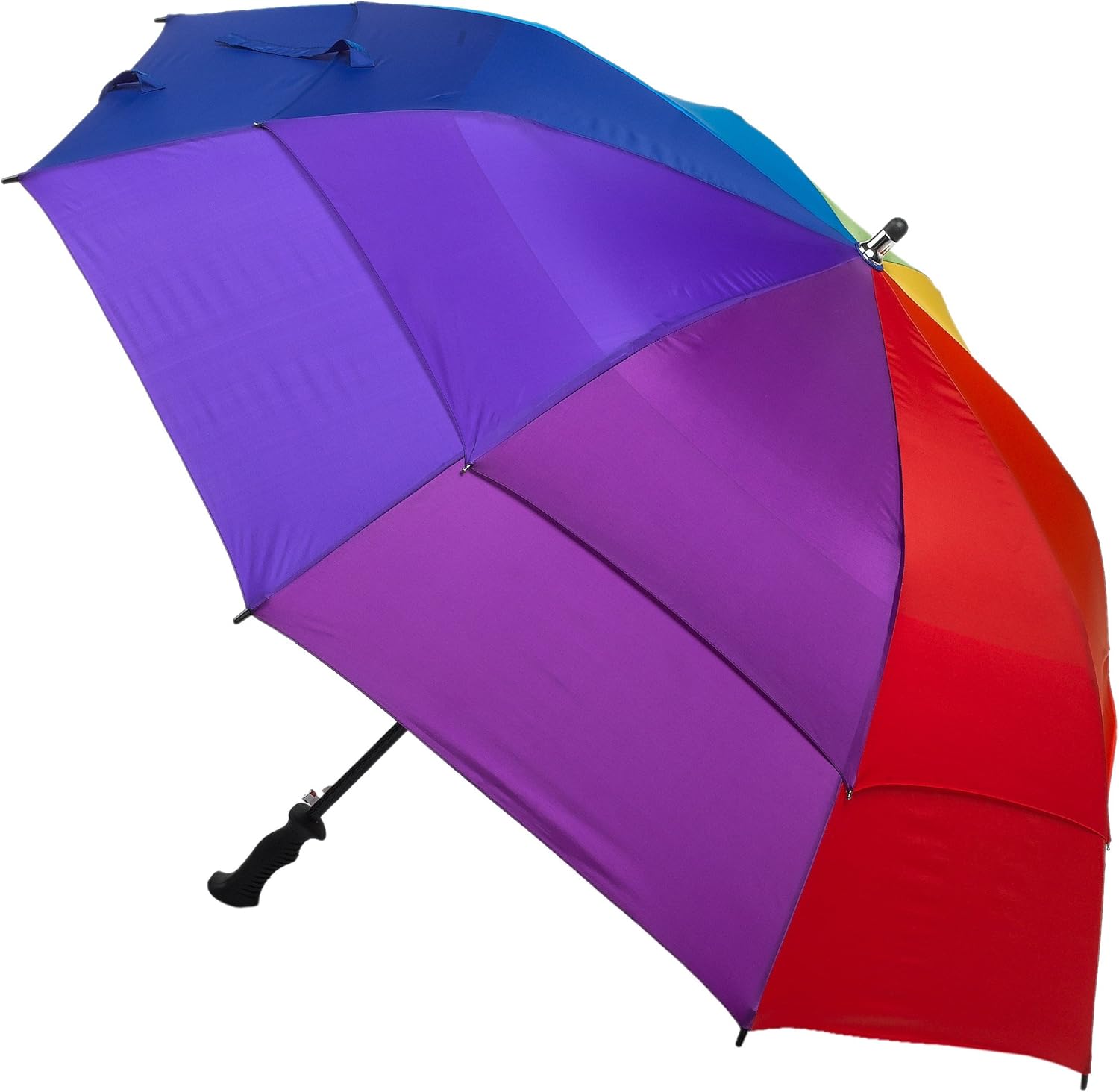 totes AutoOpen Vented Canopy Golf Stick Umbrella, Rainbow