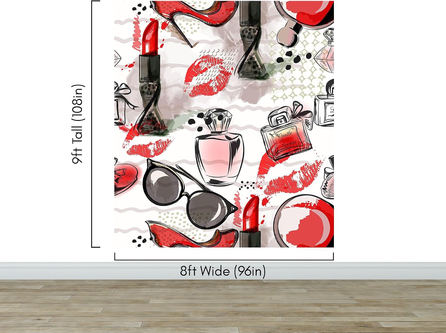 Fashion Cosmetic Make-up Peel and Stick Wallpaper | Removable Wall Mural #6214 (9ft H X 8ft W)