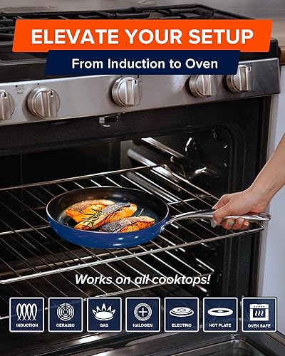 Miniatura 6 de Nuwave Lux - Colección de utensilios de cocina prémium de 13 piezas, cerámica azul Duralon Healthy G10 antiadherente, ultra duradero, sin PFAS,