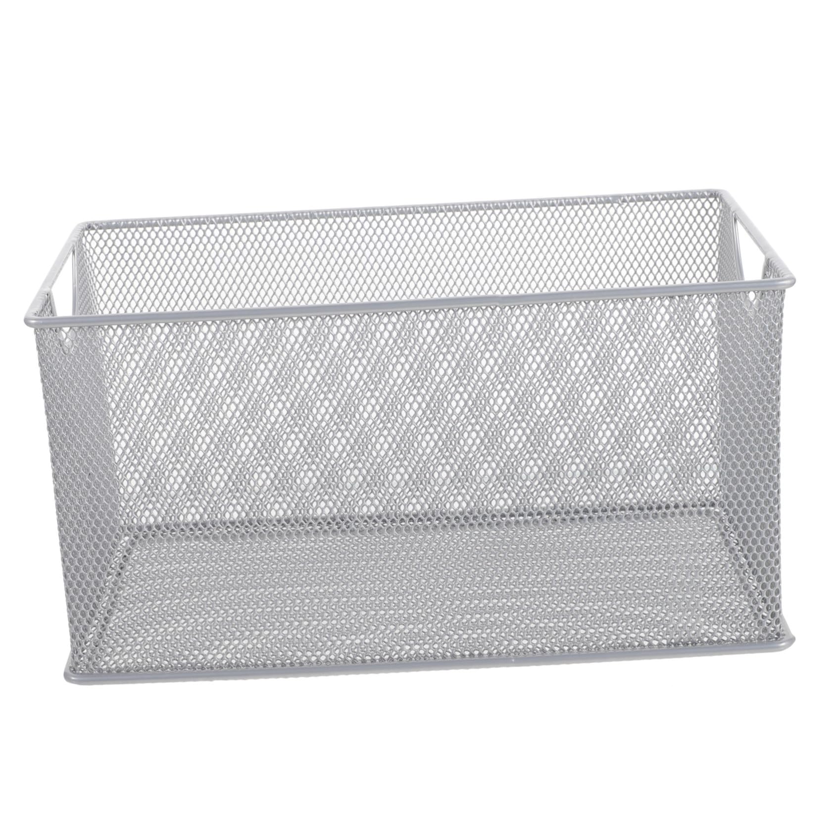 ULTECHNOVO Metal Storage Basket for Dvd and CD Organization Double Handle Wire Rack Space Saving Desktop Storage Elegant Design for Home and Office Use