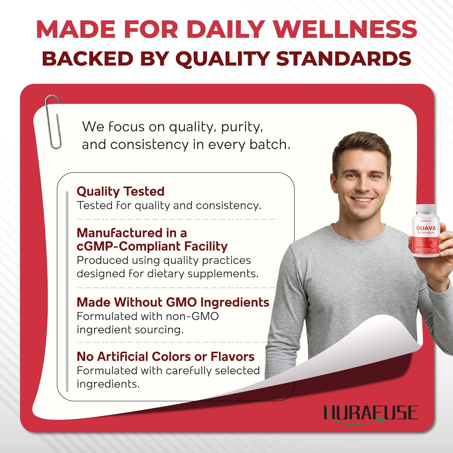 Guava Extract & Bitter Melon – Rich in Antioxidants, Supports Healthy Metabolism & Digestive Health – with Ginger, Artichoke, Cinnamon, Gymnema & Black Pepper – 150 Capsules - Image 6