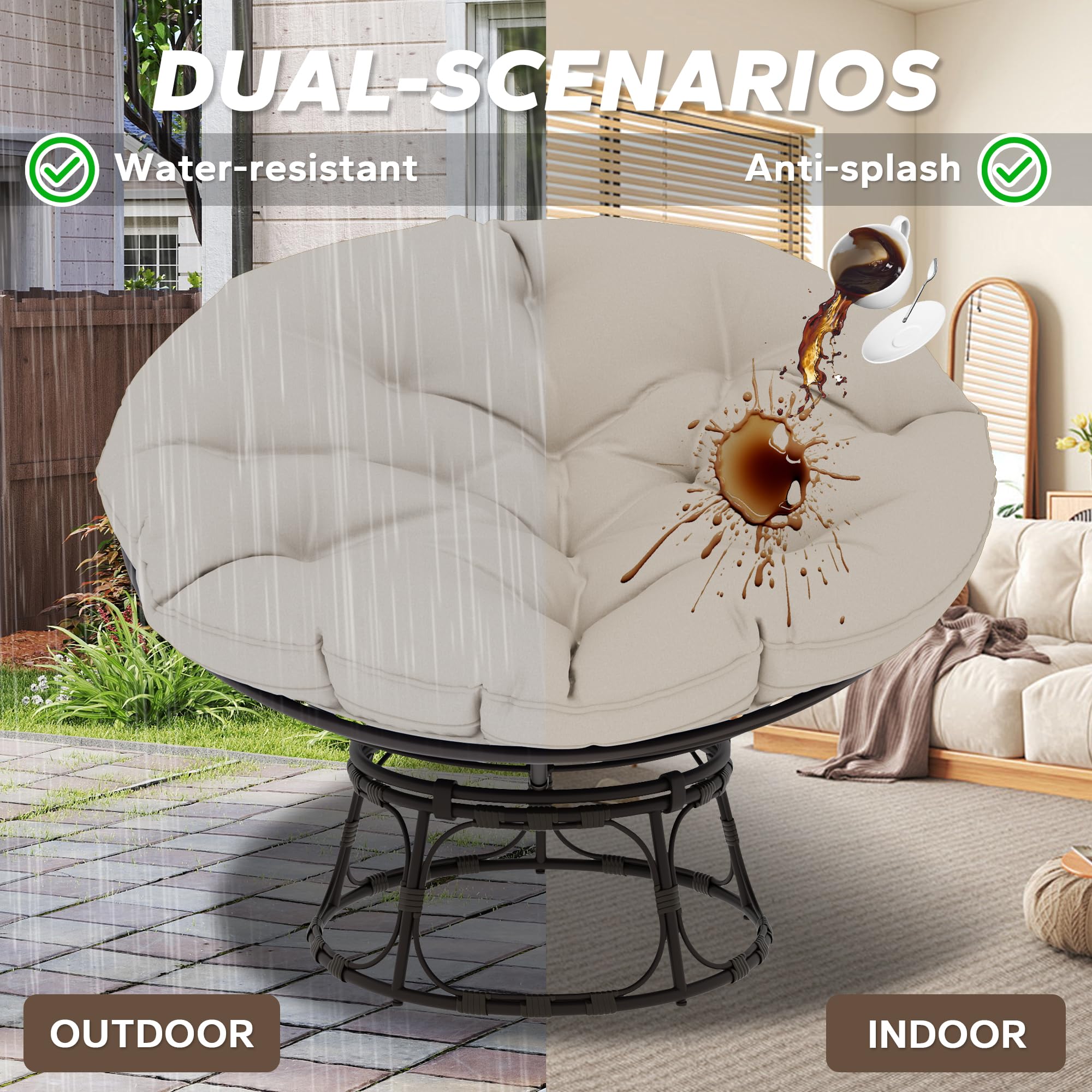 Meetleisure 46 Large Size Papasan Chair With Cushion And Frame