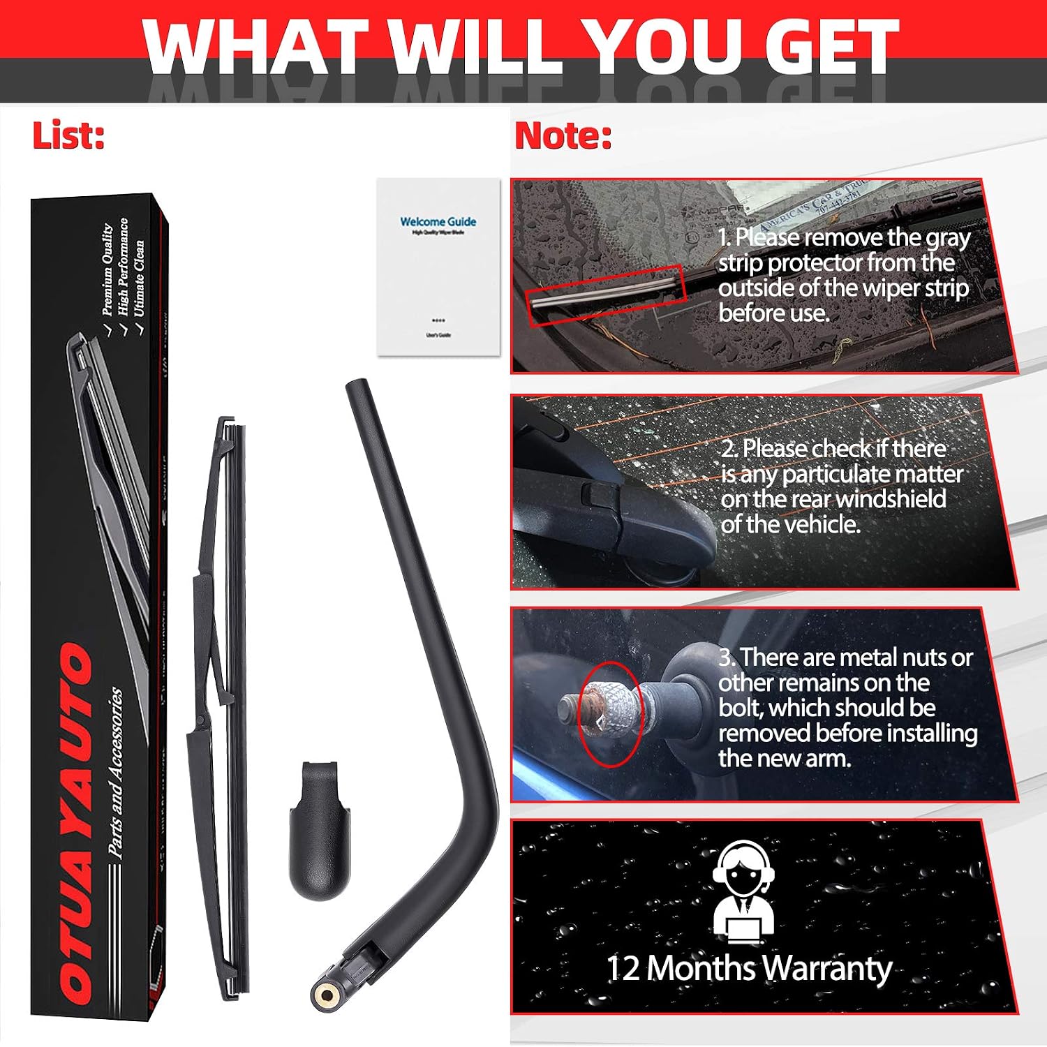 Replacement For SCION XB 2004-2006, Rear Windshield Wiper Back Arm Blade Set - OTUAYAUTO Factory OEM Style
