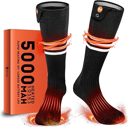Heated Socks for Men Women, MewaMaA Battery Heated Socks Rechargeable Washable, Electric Socks Foot Warmer for Hiking Biking Camping Skiing Hunting