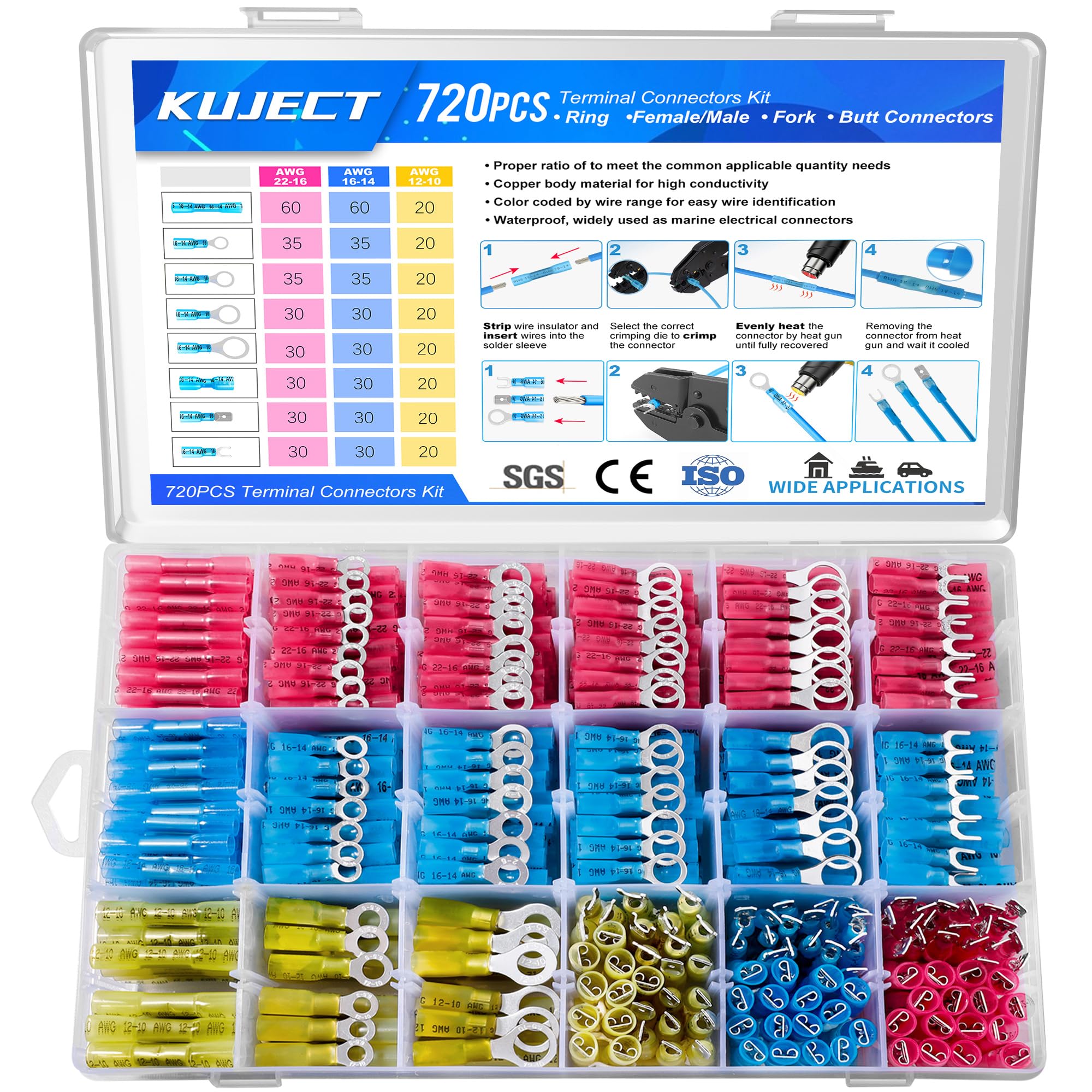 Kuject Heat Shrink Wire Connectors - Waterproof Terminals -11