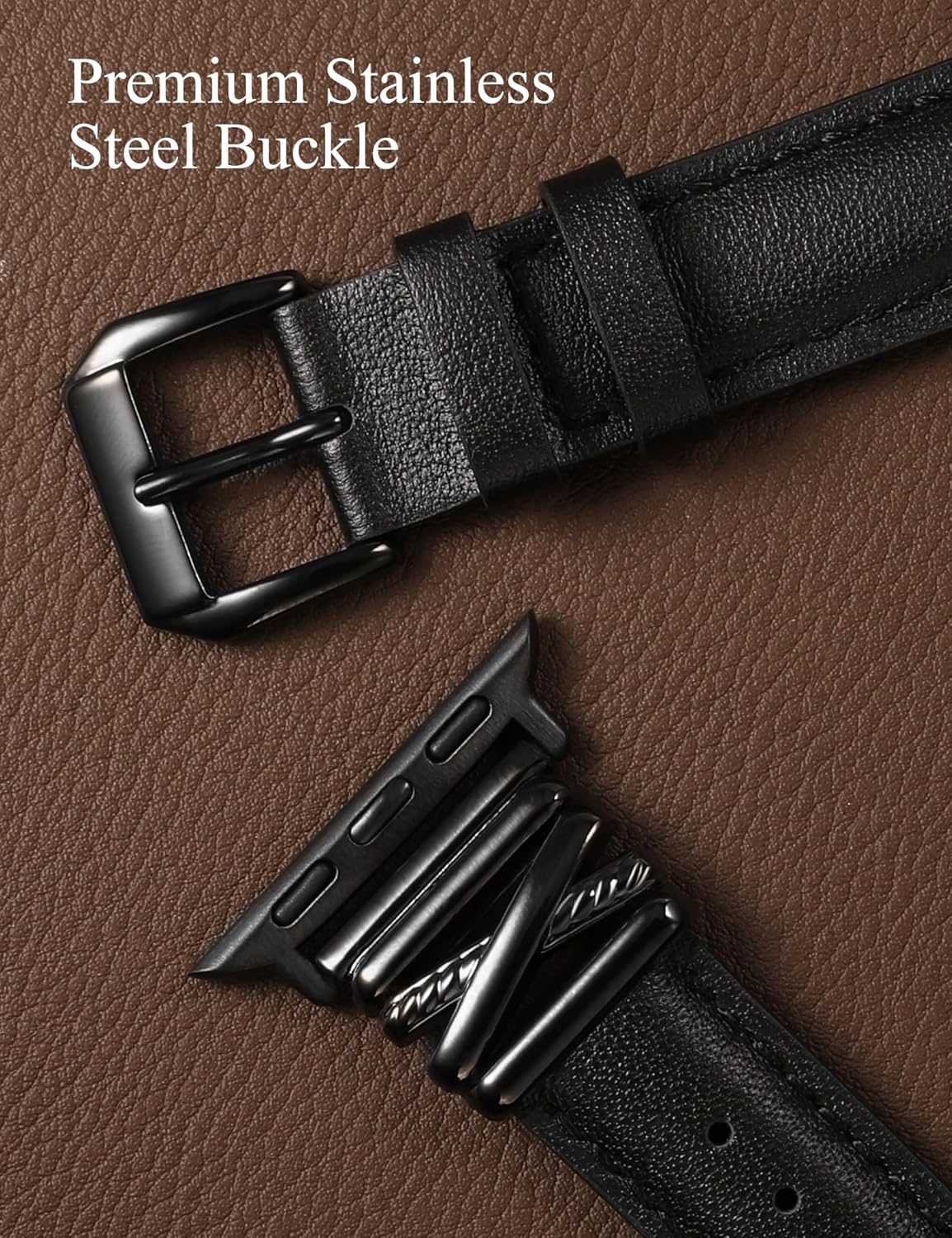 Minyee Leather Band Compatible with Apple Watch 42/41/40/38/44/45/46/49mm Women,Dressy Slim Premium Leather Strap with Designer X-Shape Metal Buckle for iWatch Series 11 10 9 8 7 6 5 4 SE/Ultra 3 2 1 - Image 4