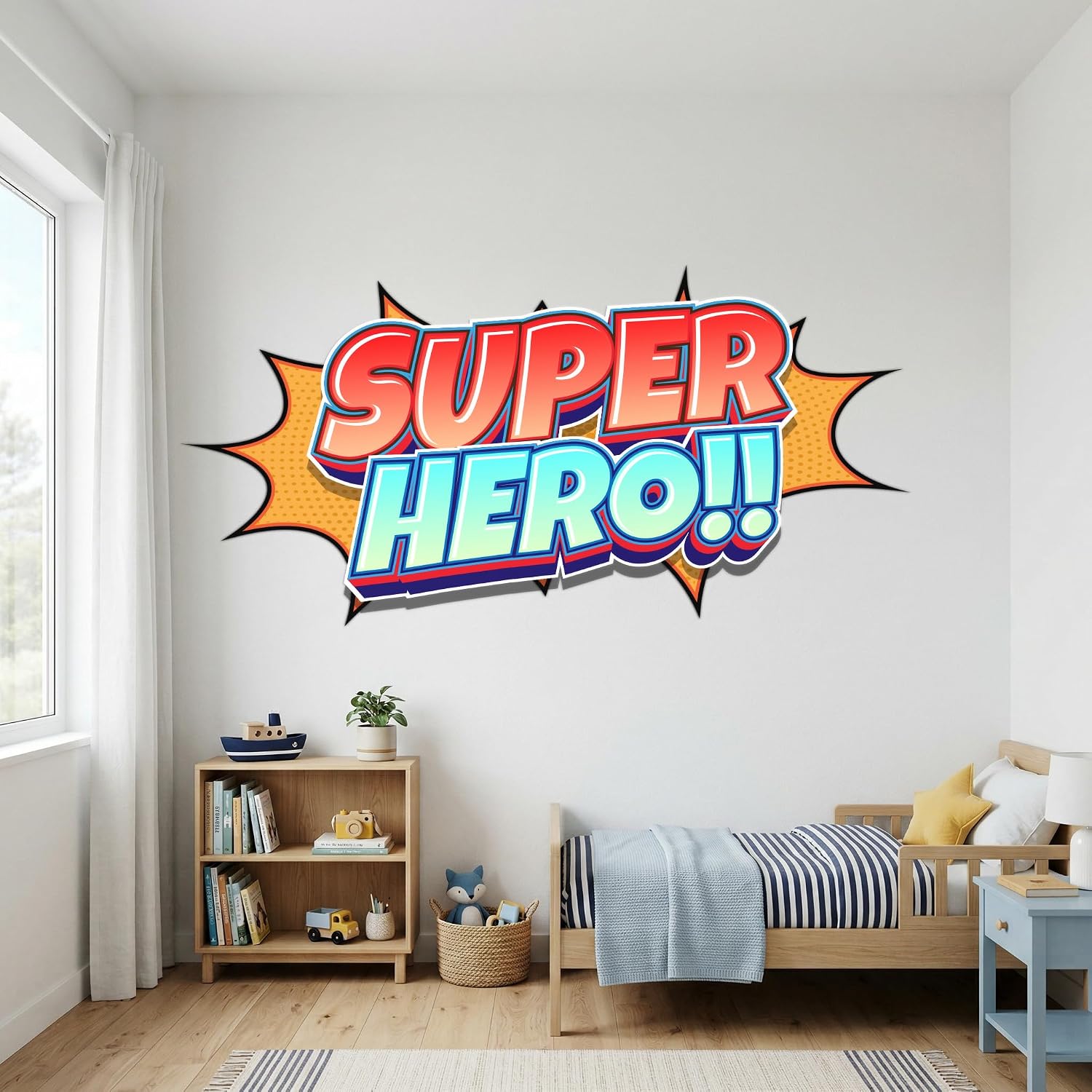Personalized Superhero Name Wall Decal for Kids Room, Custom Comic Style Wall Sticker, Boys Bedroom Decor, Removable Vinyl Name Wall Art PN-HL.01